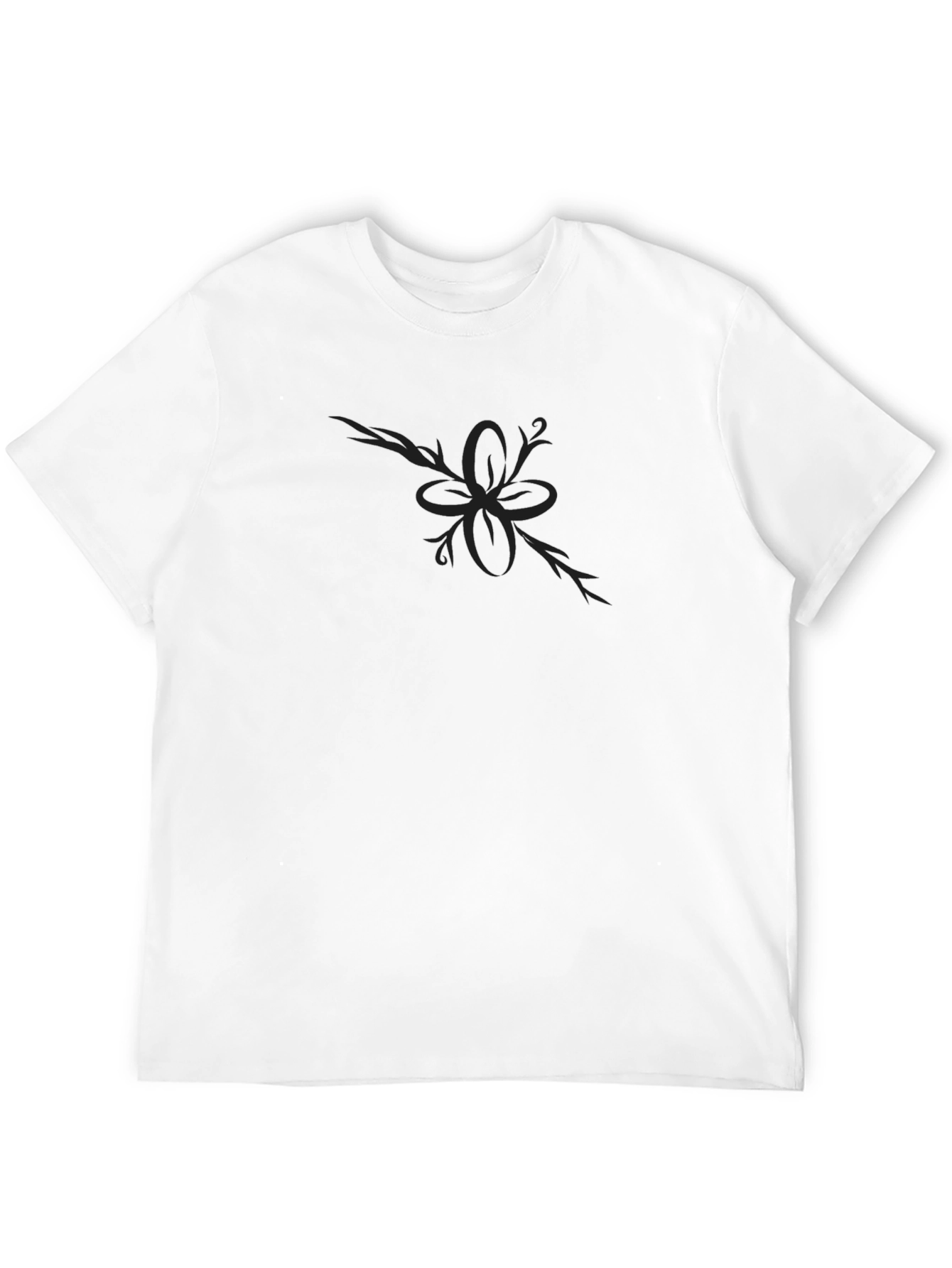 Mens Black Graphic Tee - Floral Design