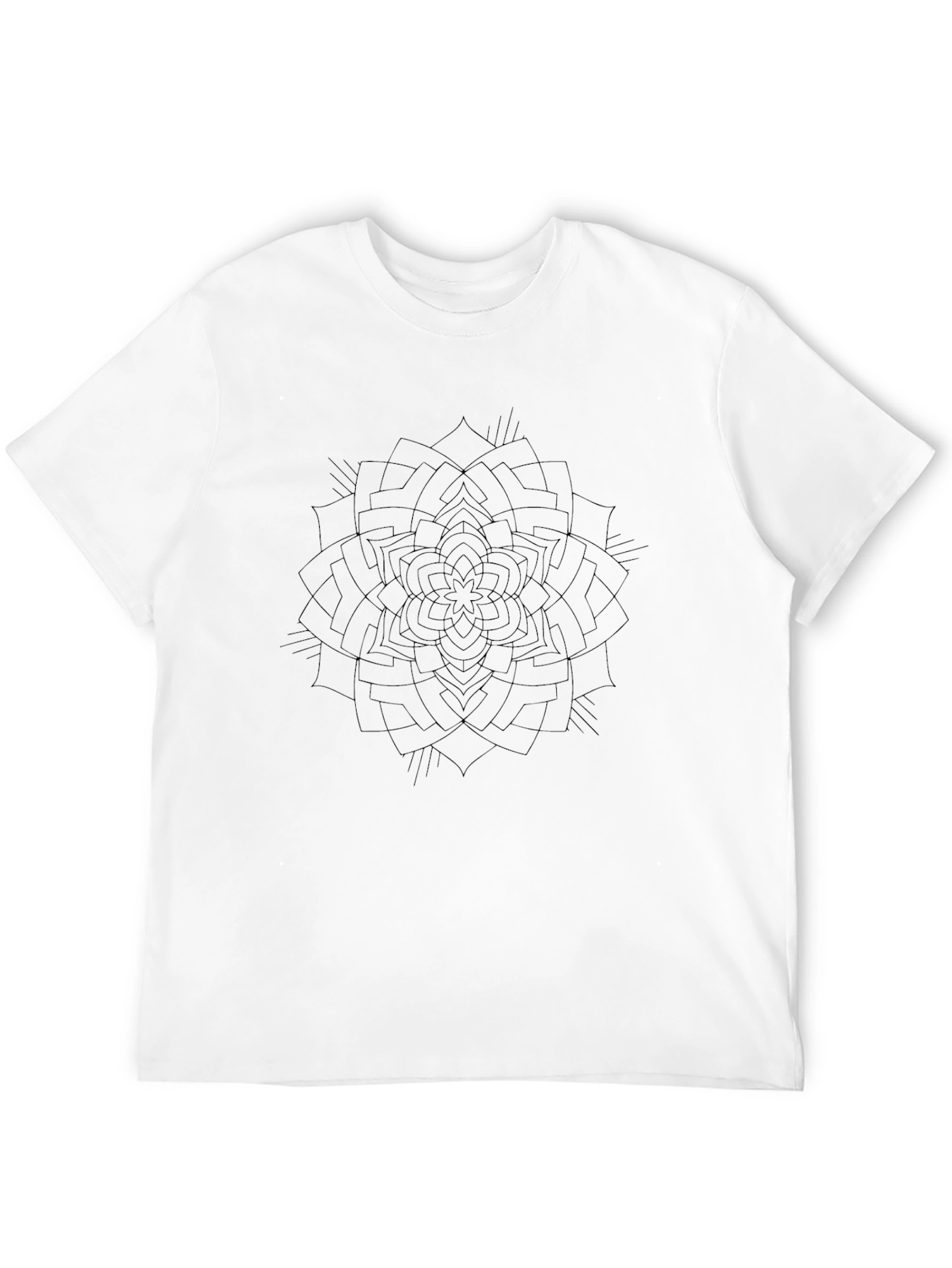 Geometric Mandala Tee - Black Cotton Graphic T-Shirt