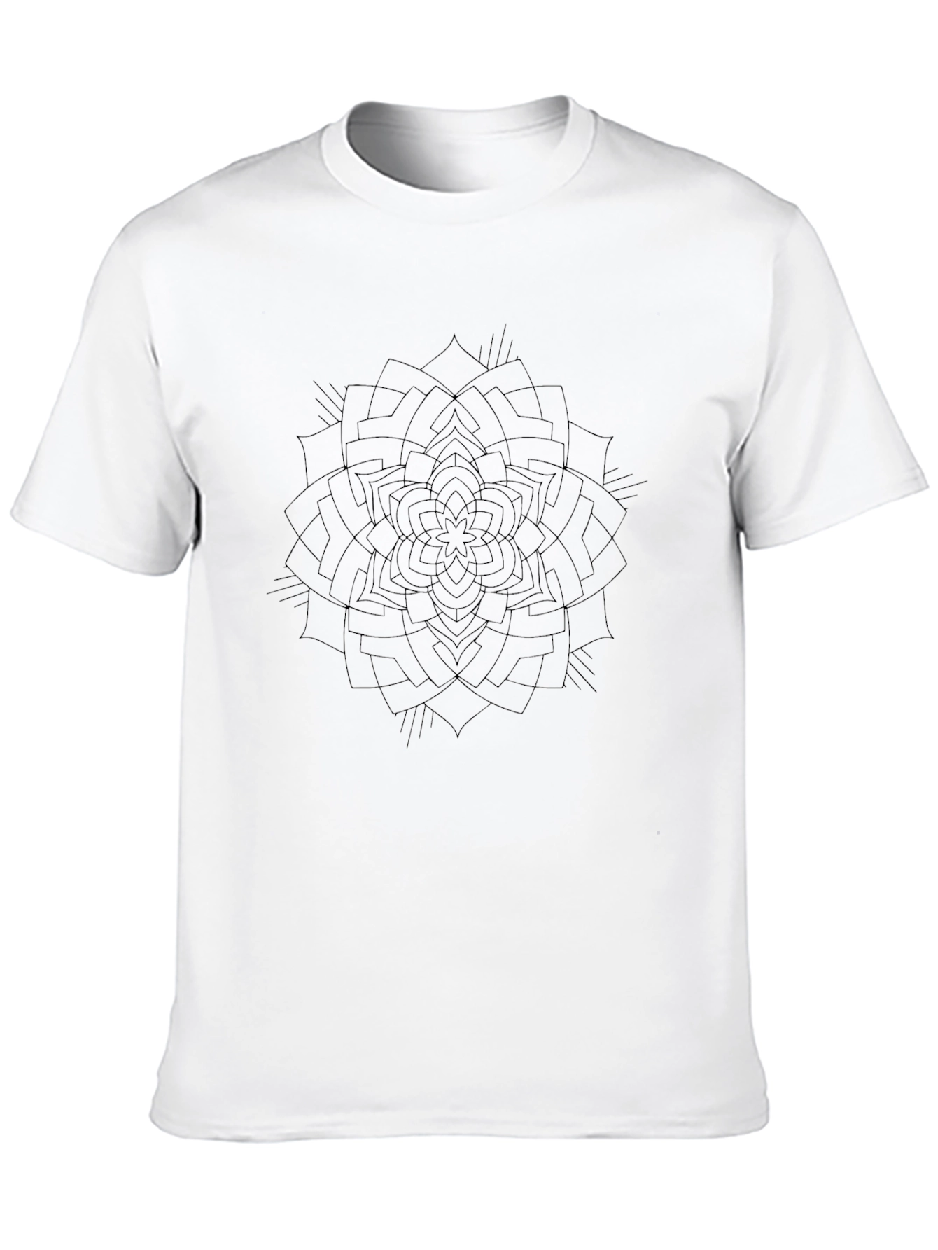 Geometric Mandala Tee - Black Cotton Graphic T-Shirt