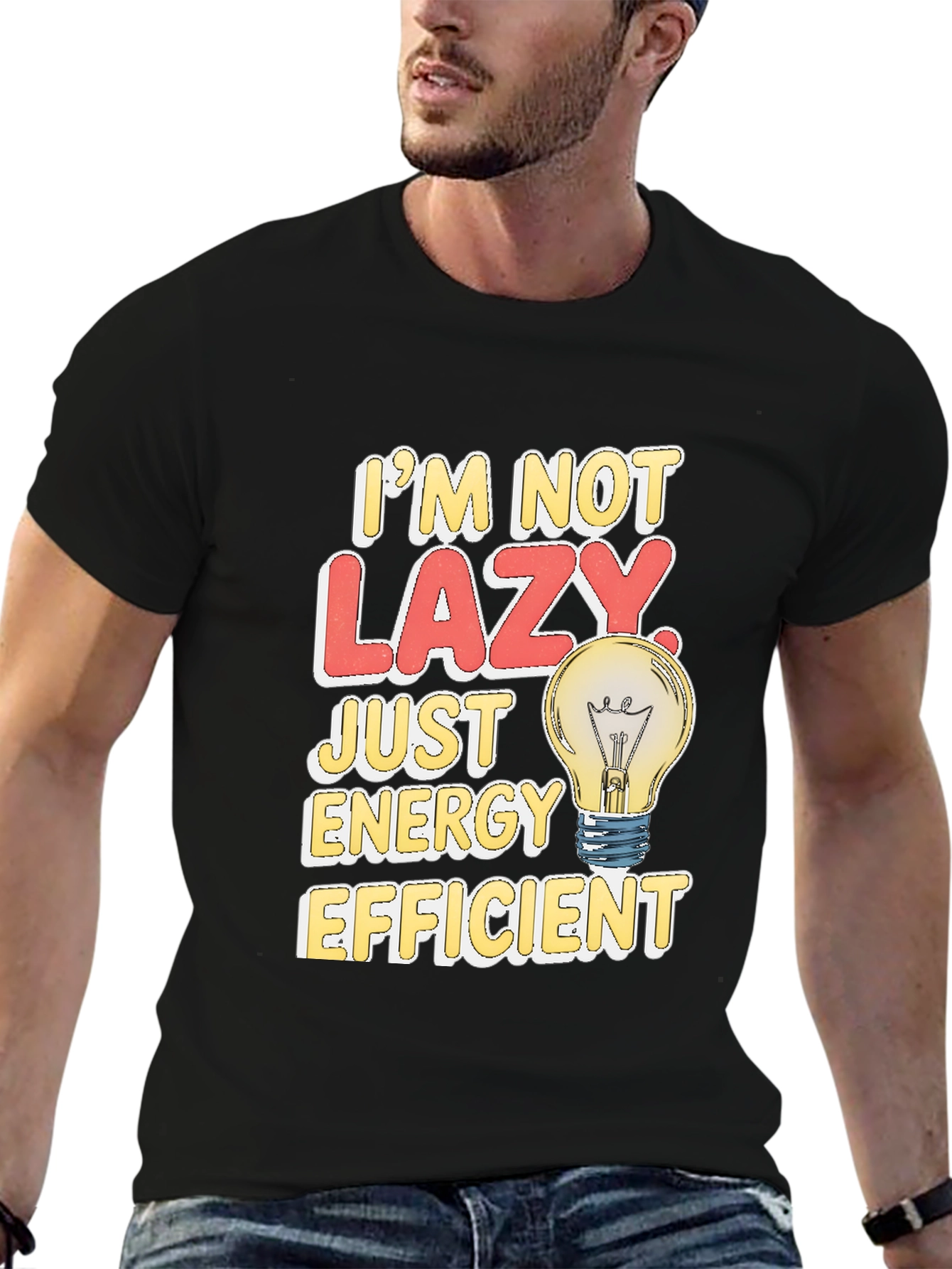 Funny Energy Efficient Lazy Light Bulb T-Shirt