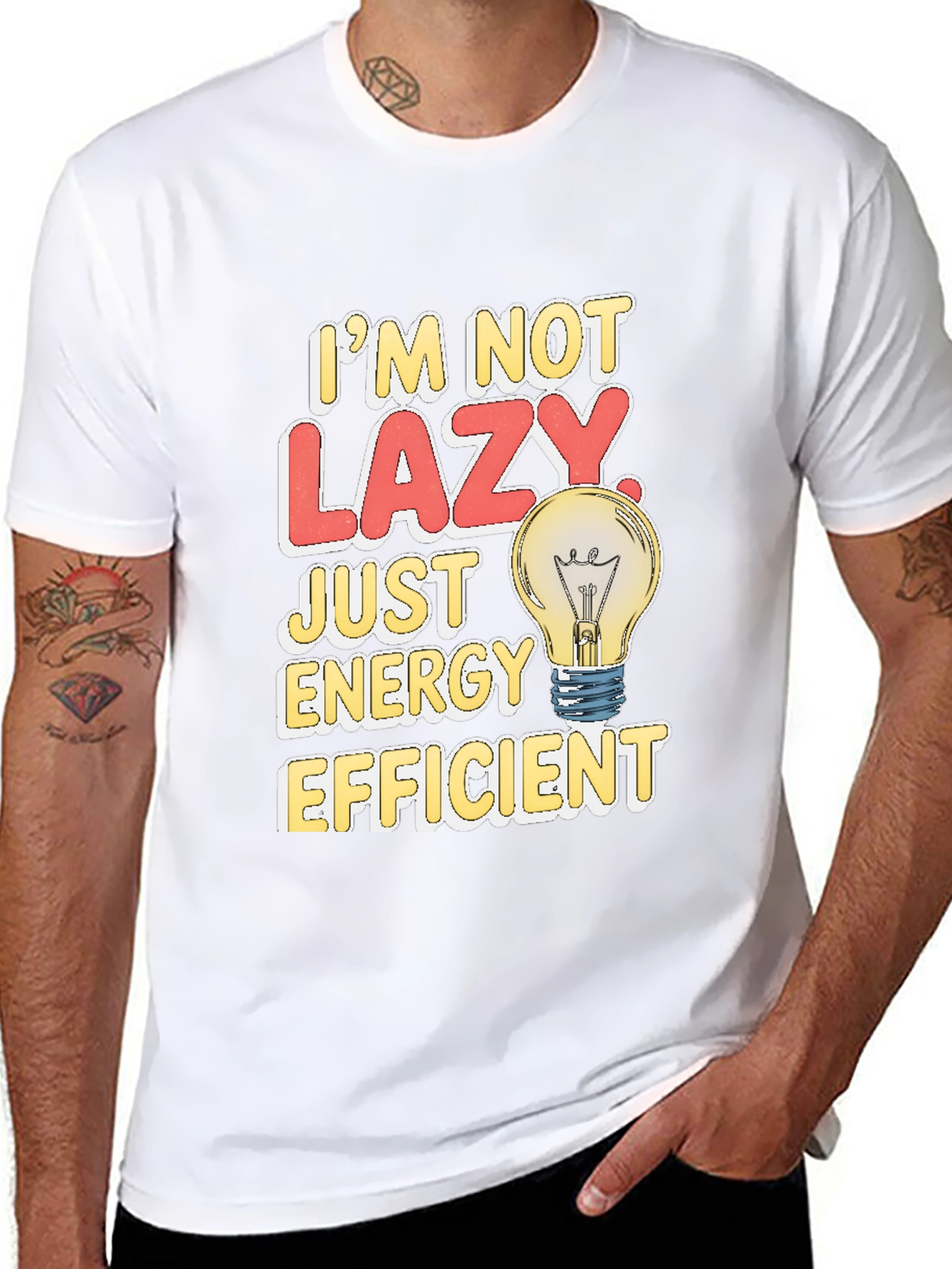 Funny Energy Efficient Lazy Light Bulb T-Shirt