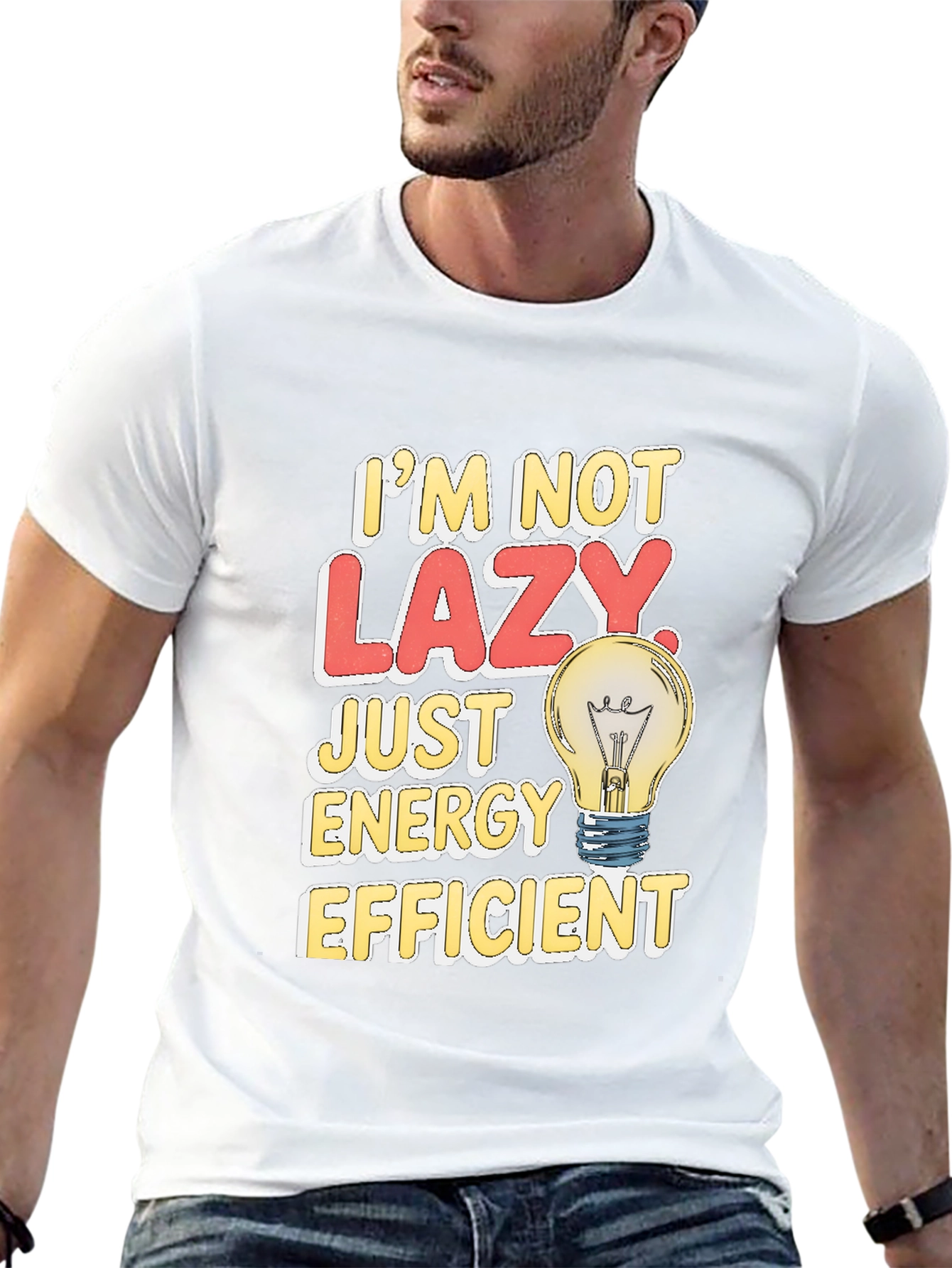 Funny Energy Efficient Lazy Light Bulb T-Shirt