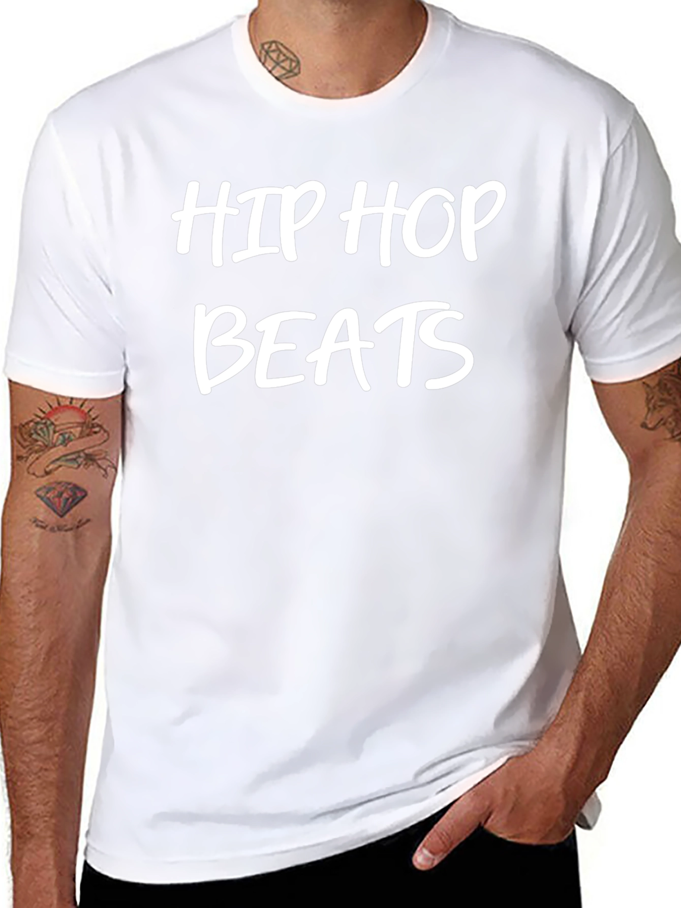 Hip Hop Beats Graphic Tee - Black Cotton T-Shirt
