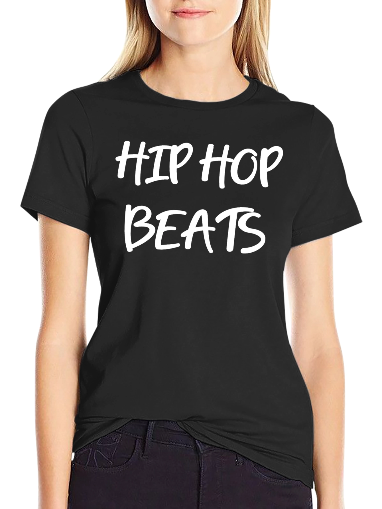 Hip Hop Beats Graphic Tee - Black Cotton T-Shirt