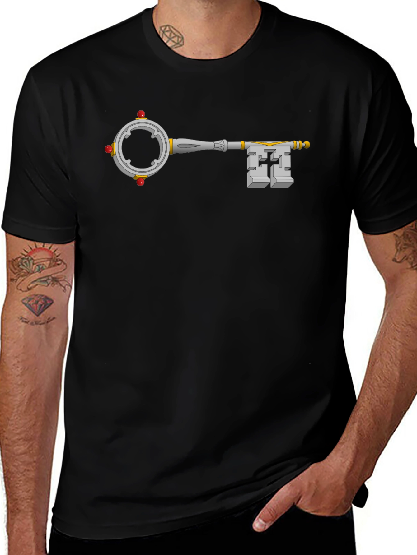 Fantasy Key Graphic Tee - Black Cotton T-Shirt