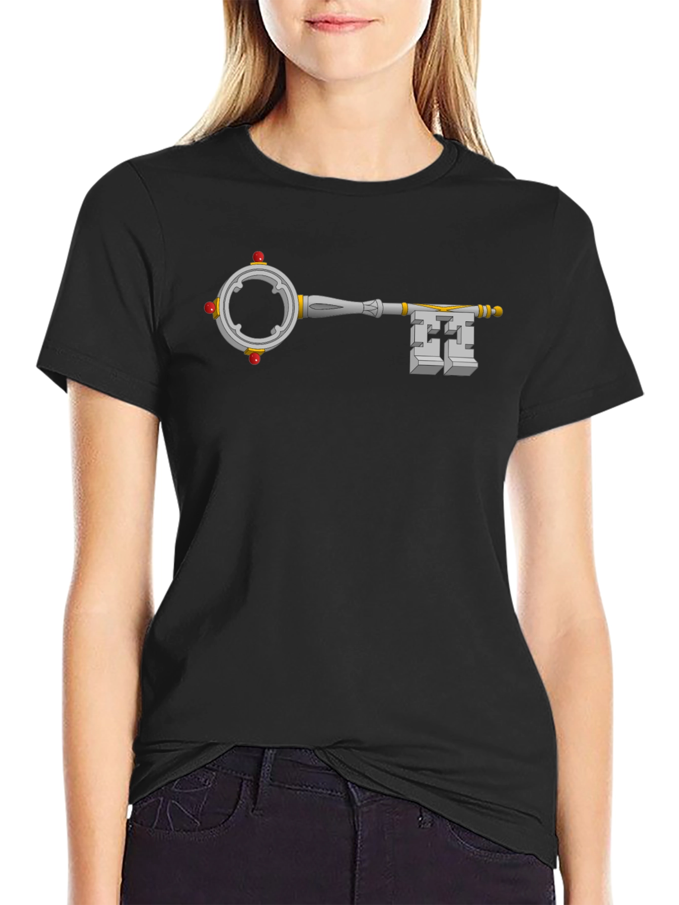 Fantasy Key Graphic Tee - Black Cotton T-Shirt