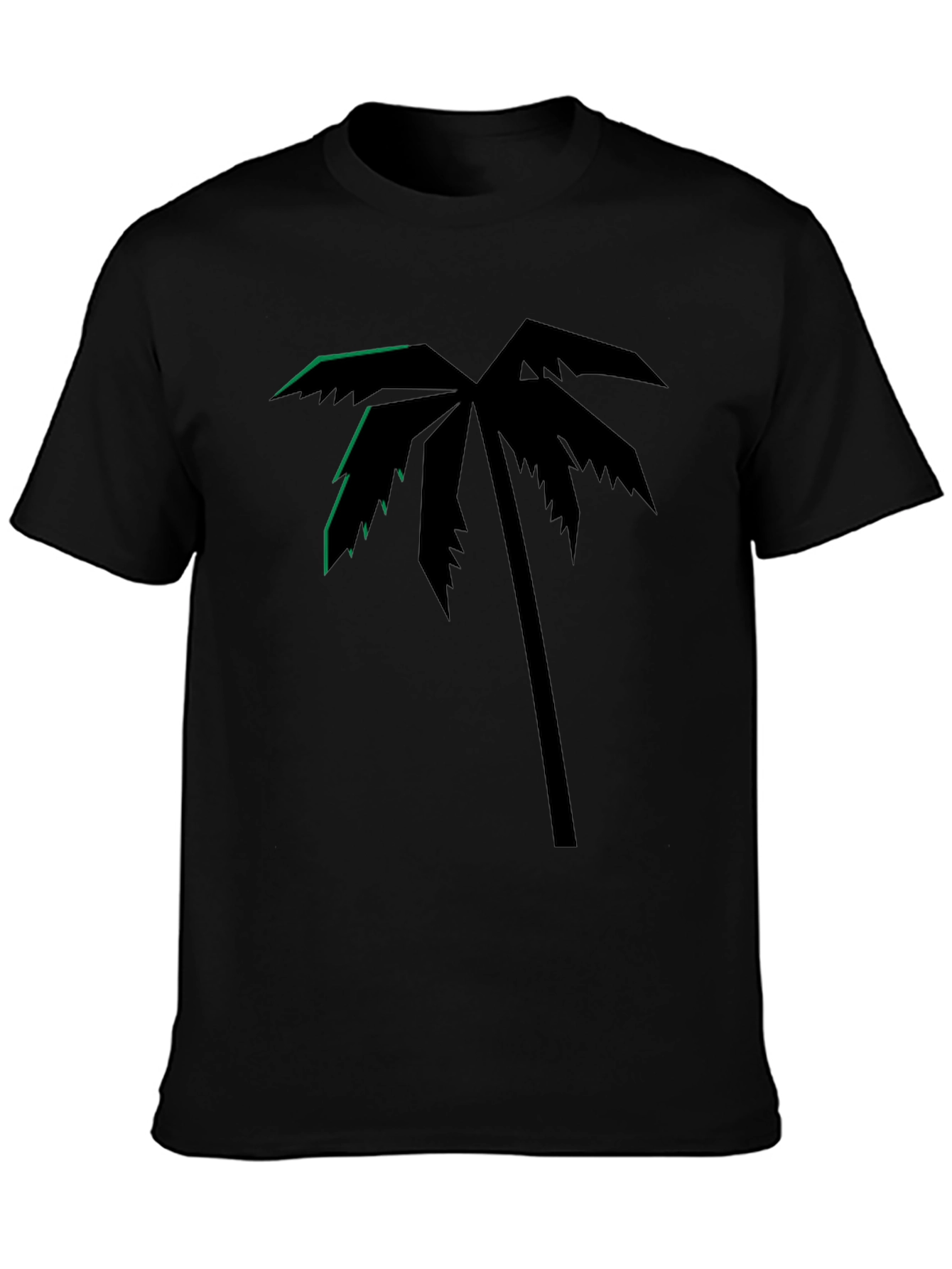 Tropical Palm Tree Graphic Tee - Black Cotton T-Shirt