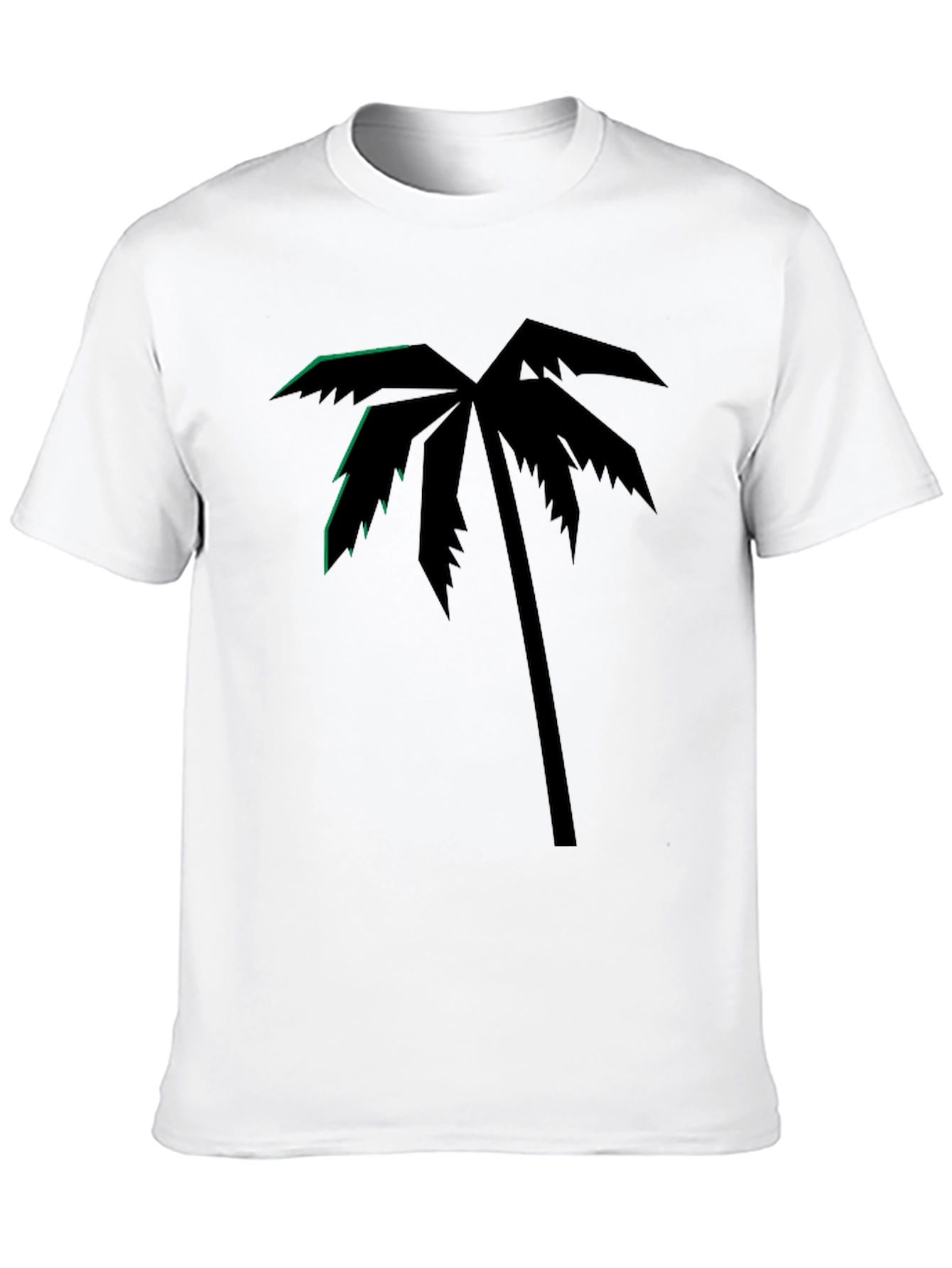 Tropical Palm Tree Graphic Tee - Black Cotton T-Shirt