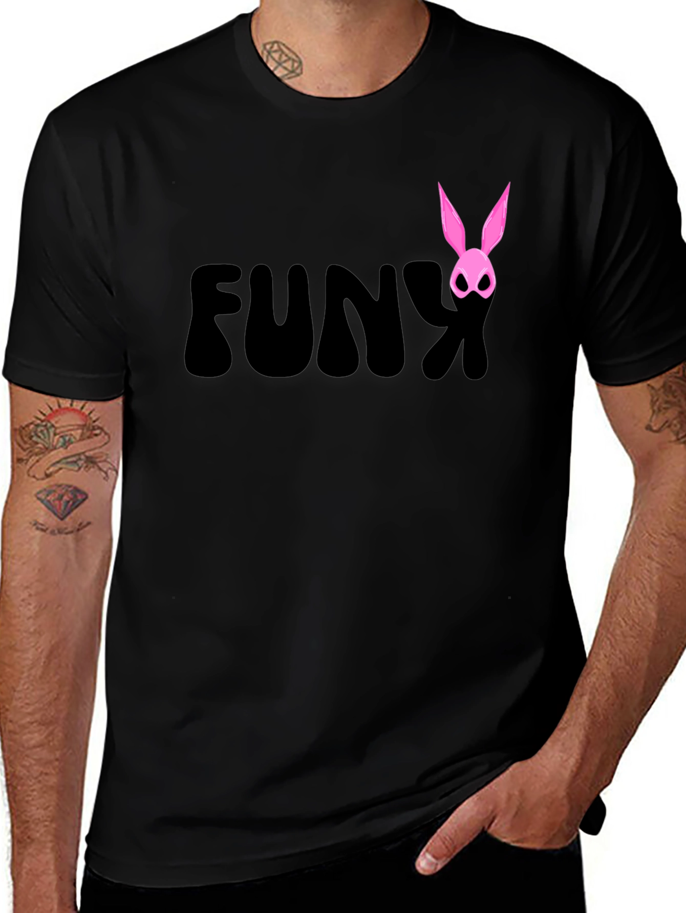 Funky Bunny Graphic Tee - Black