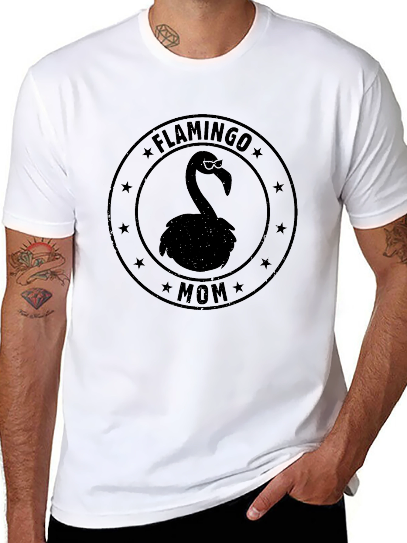Flamingo Mom Graphic Tee - Unisex Black T-Shirt