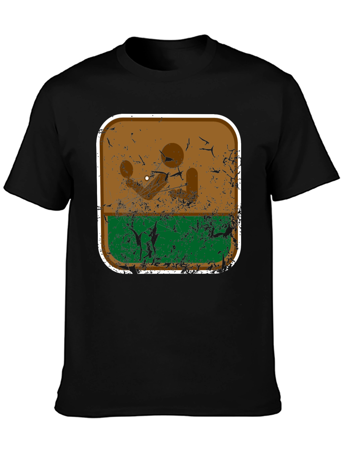 Retro Desert Landscape Graphic Tee - Black Cotton Blend
