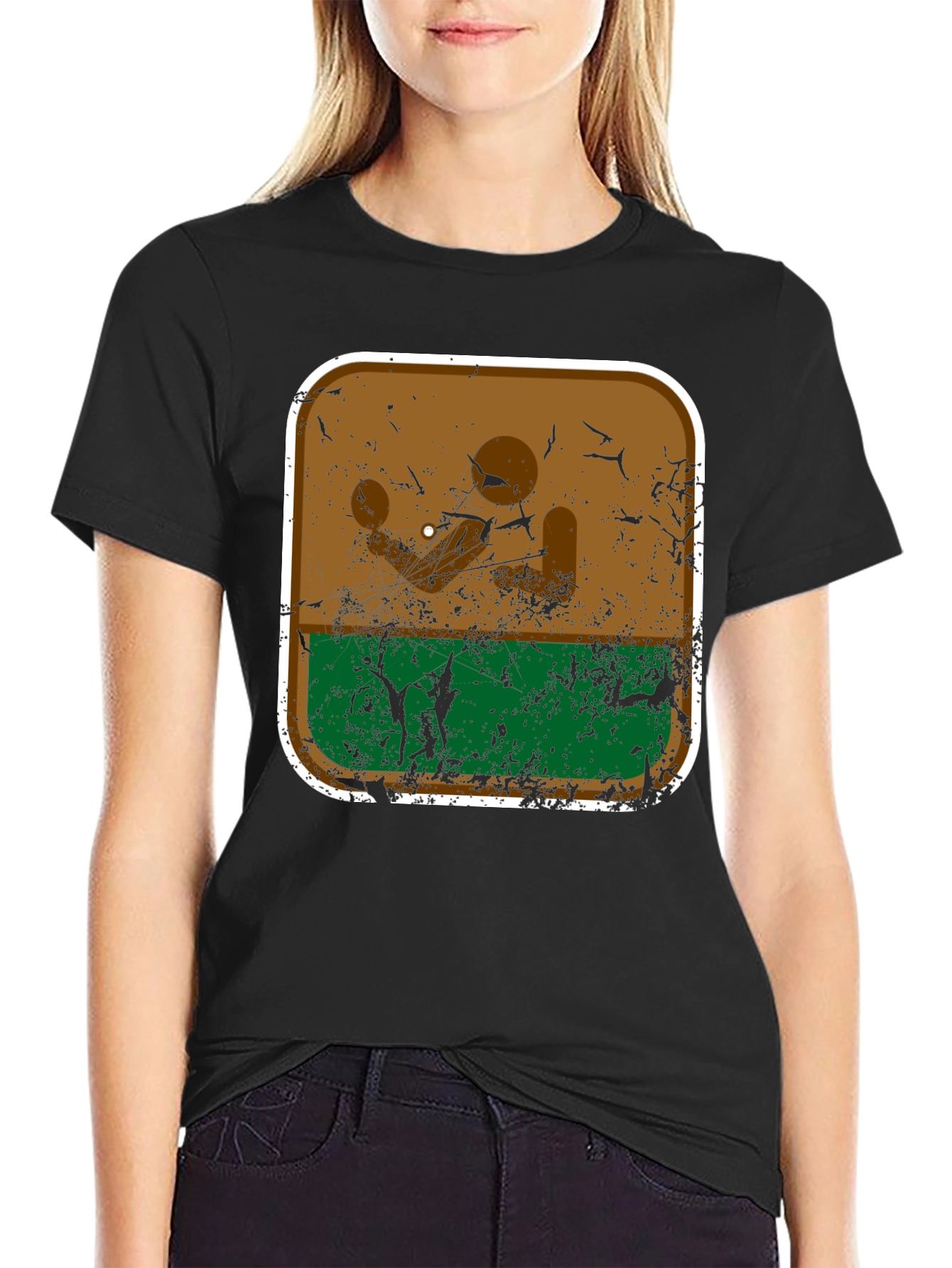 Retro Desert Landscape Graphic Tee - Black Cotton Blend