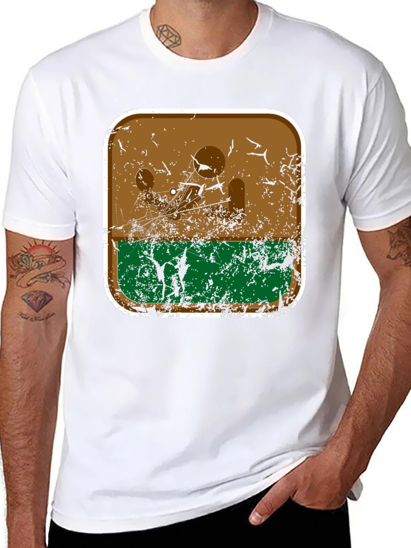 Retro Desert Landscape Graphic Tee - Black Cotton Blend