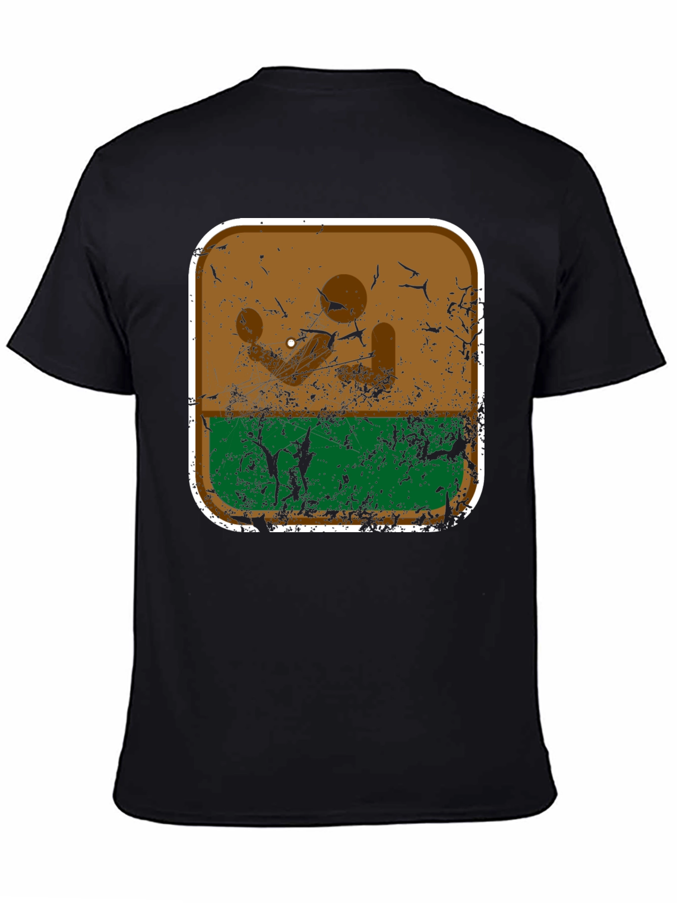 Retro Desert Landscape Graphic Tee - Black Cotton Blend
