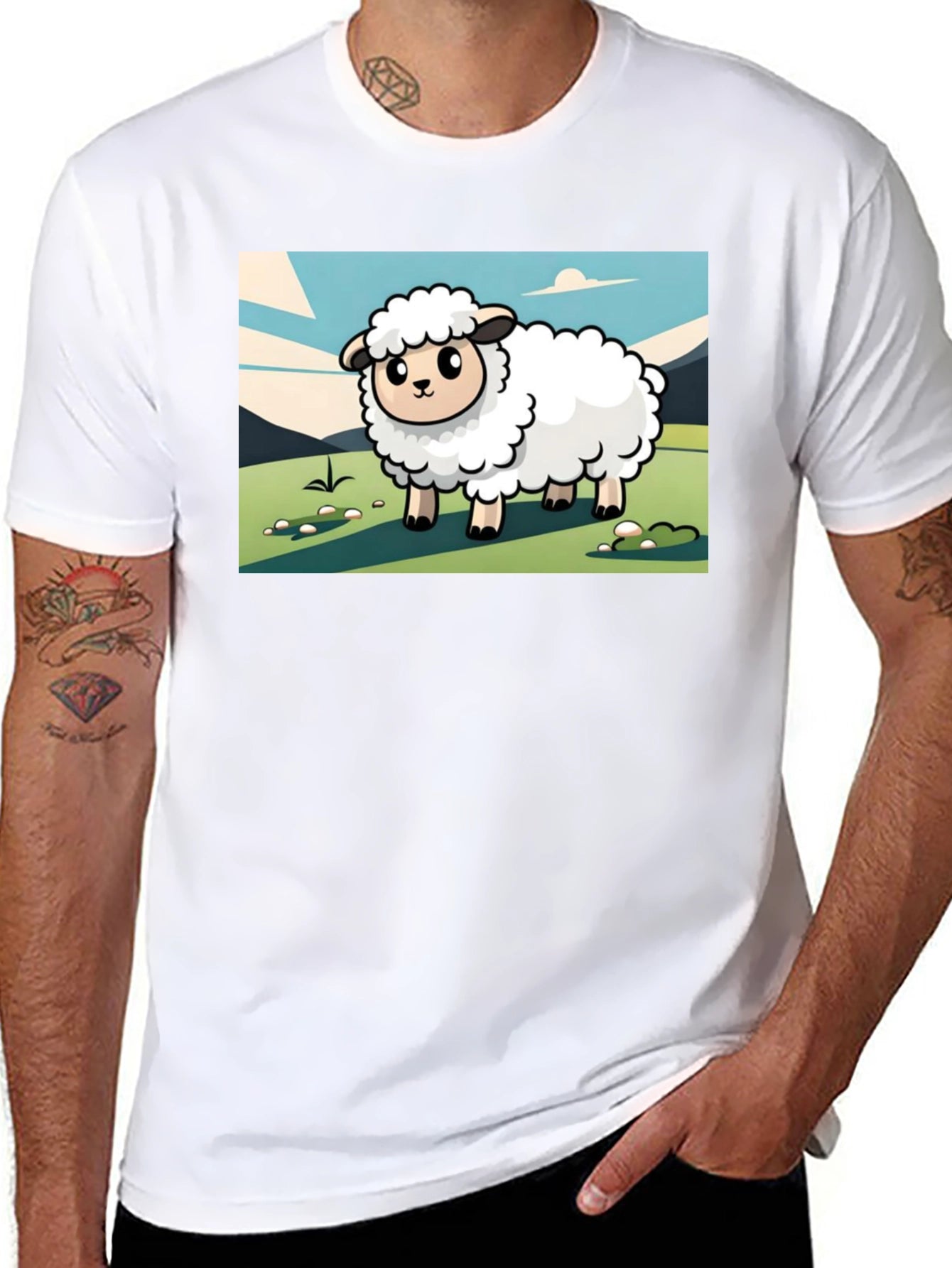 Cartoon Sheep Graphic T-Shirt