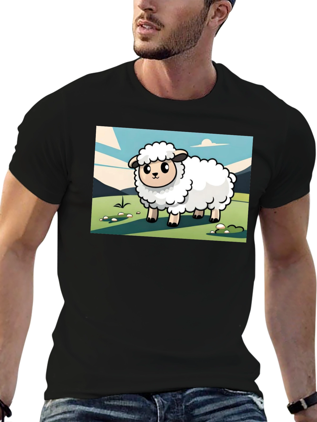Cartoon Sheep Graphic T-Shirt