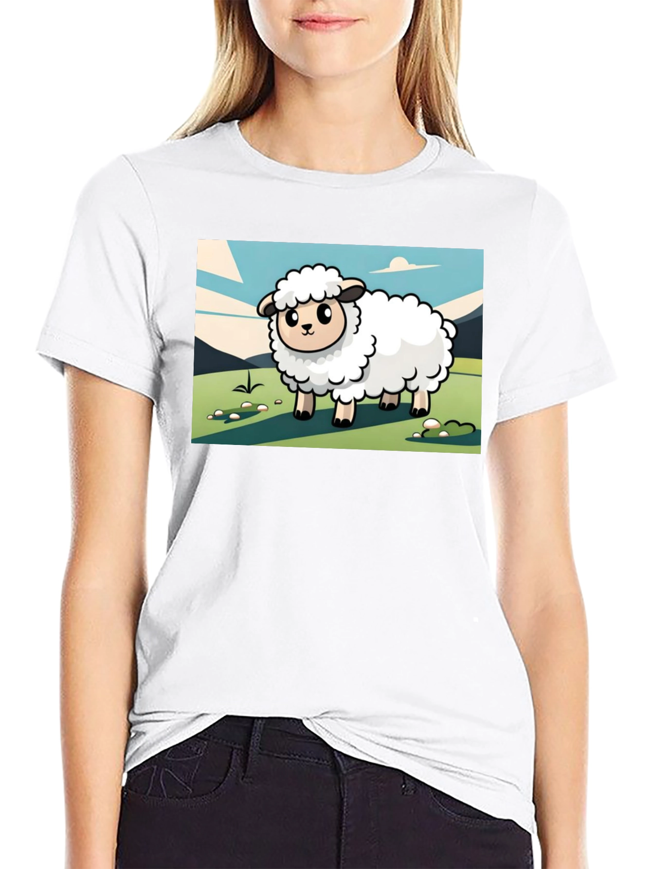 Cartoon Sheep Graphic T-Shirt
