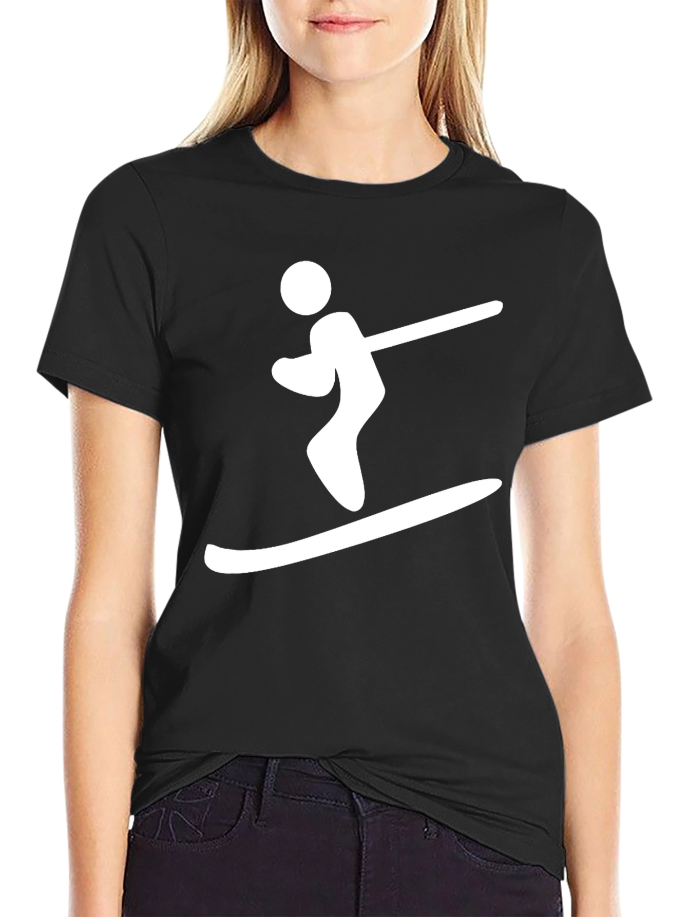 Skiing Man Black T-Shirt