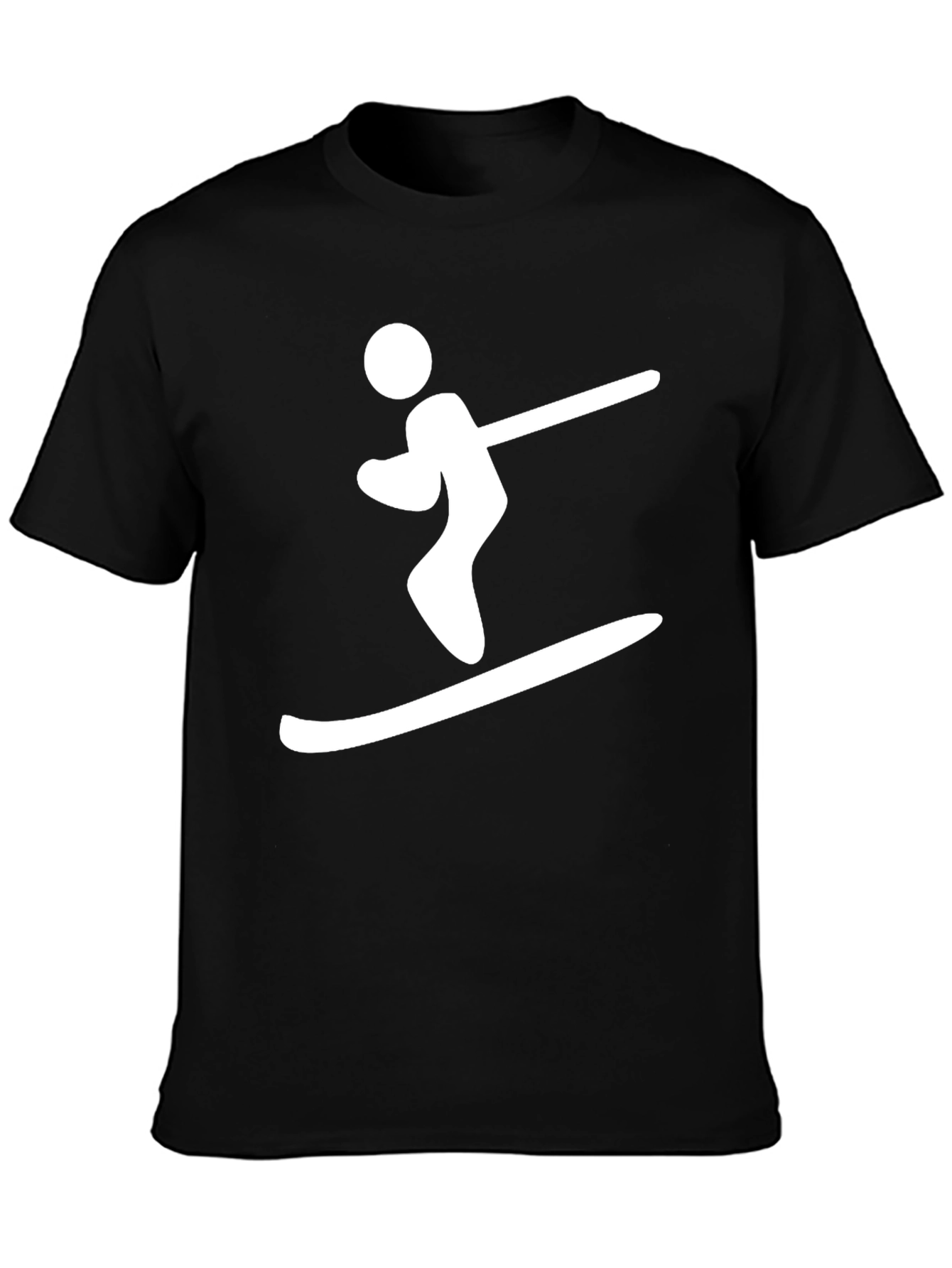 Skiing Man Black T-Shirt