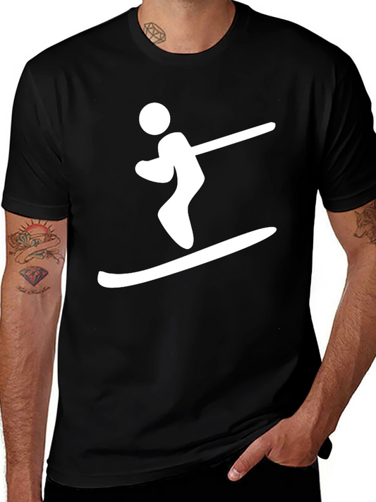 Skiing Man Black T-Shirt