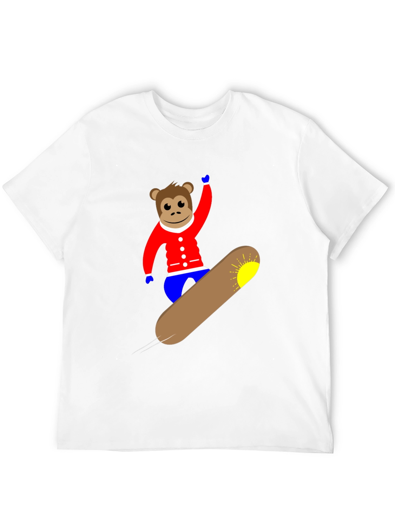 Monkey Snowboard T-Shirt - Black Fun Design