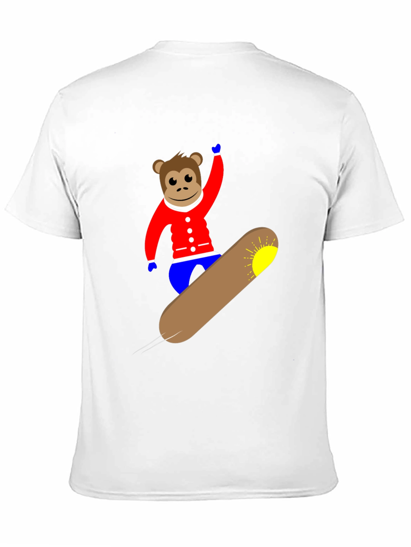 Monkey Snowboard T-Shirt - Black Fun Design