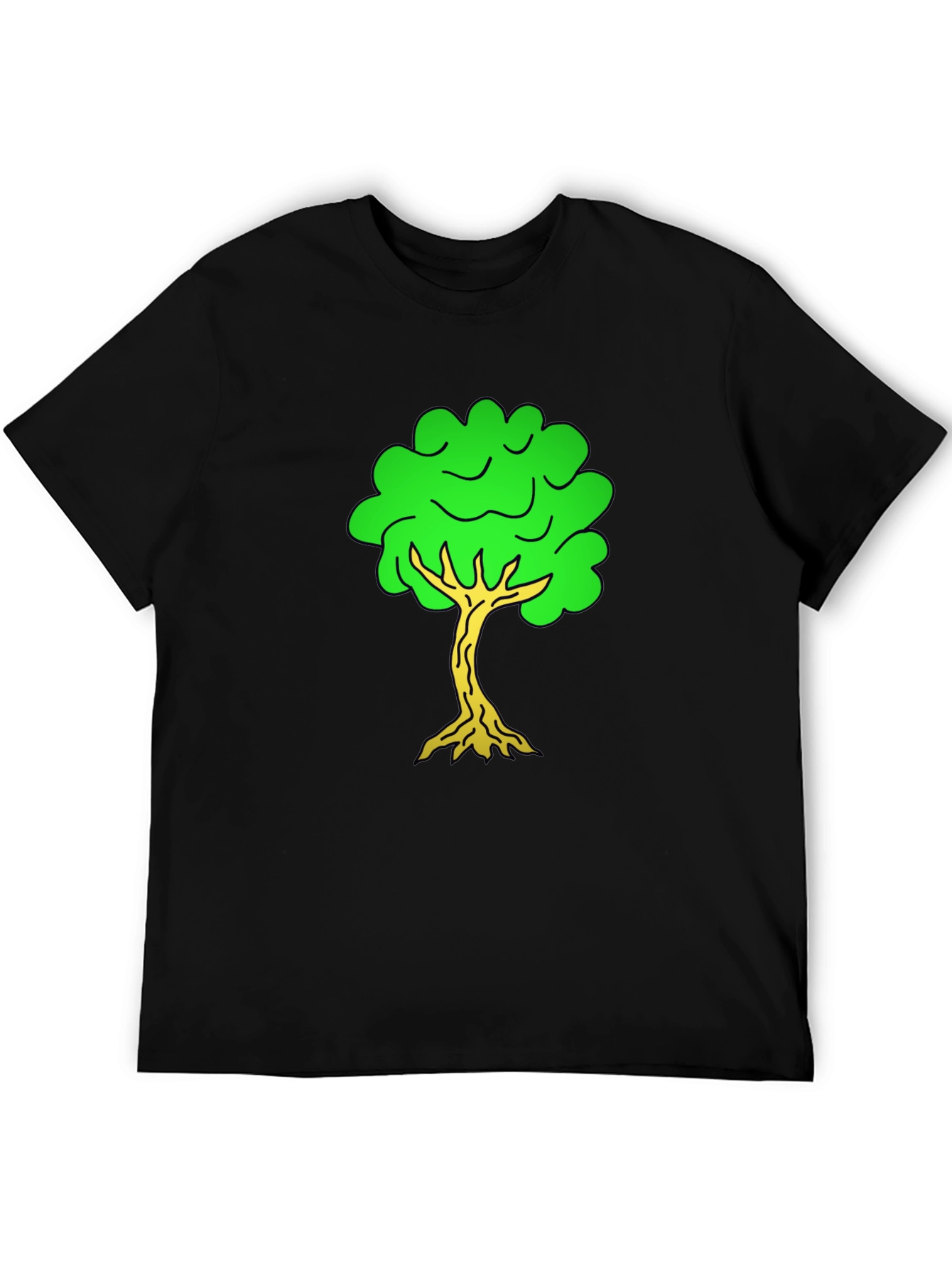 Cartoon Tree Black T-Shirt
