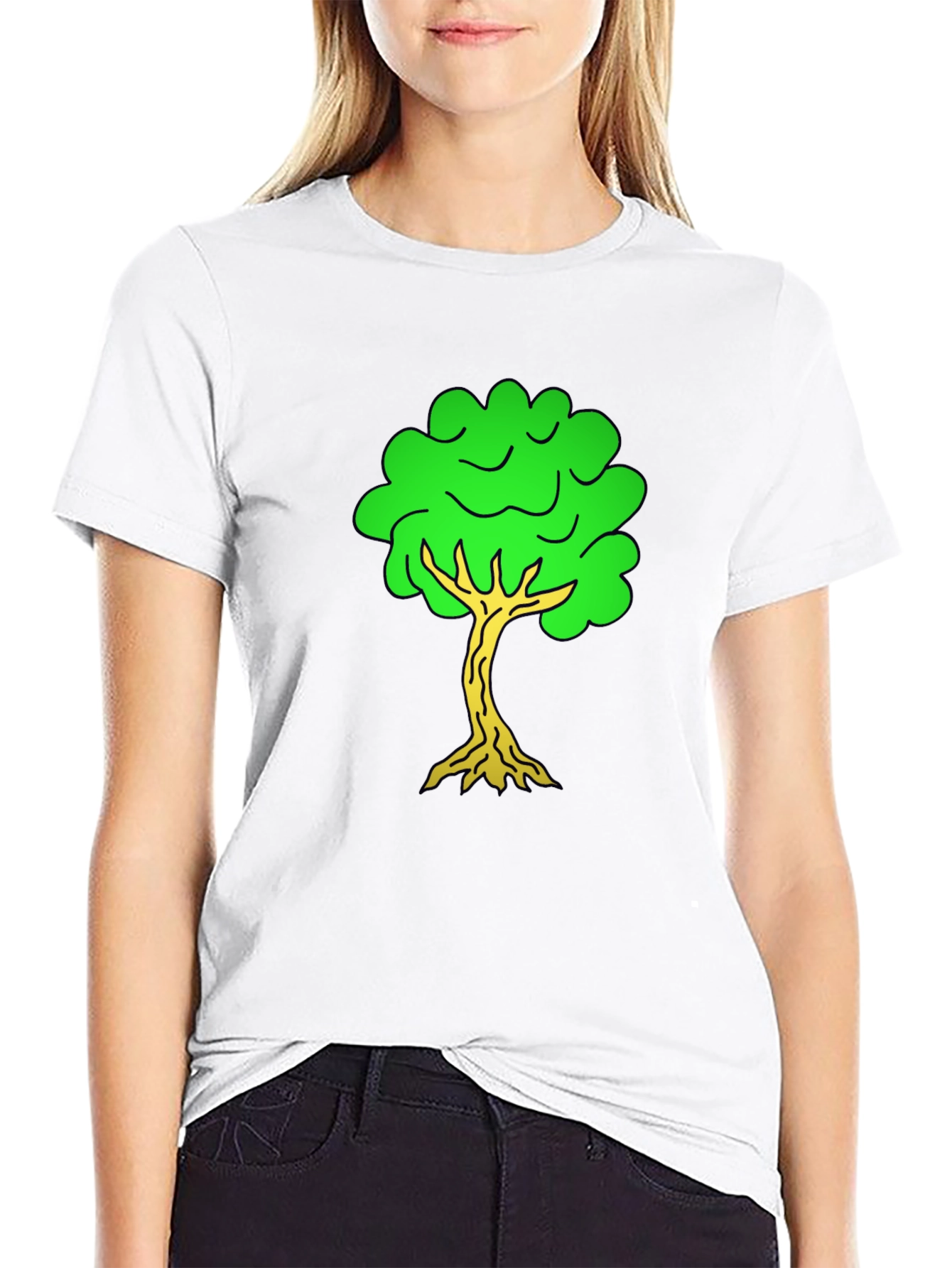 Cartoon Tree Black T-Shirt