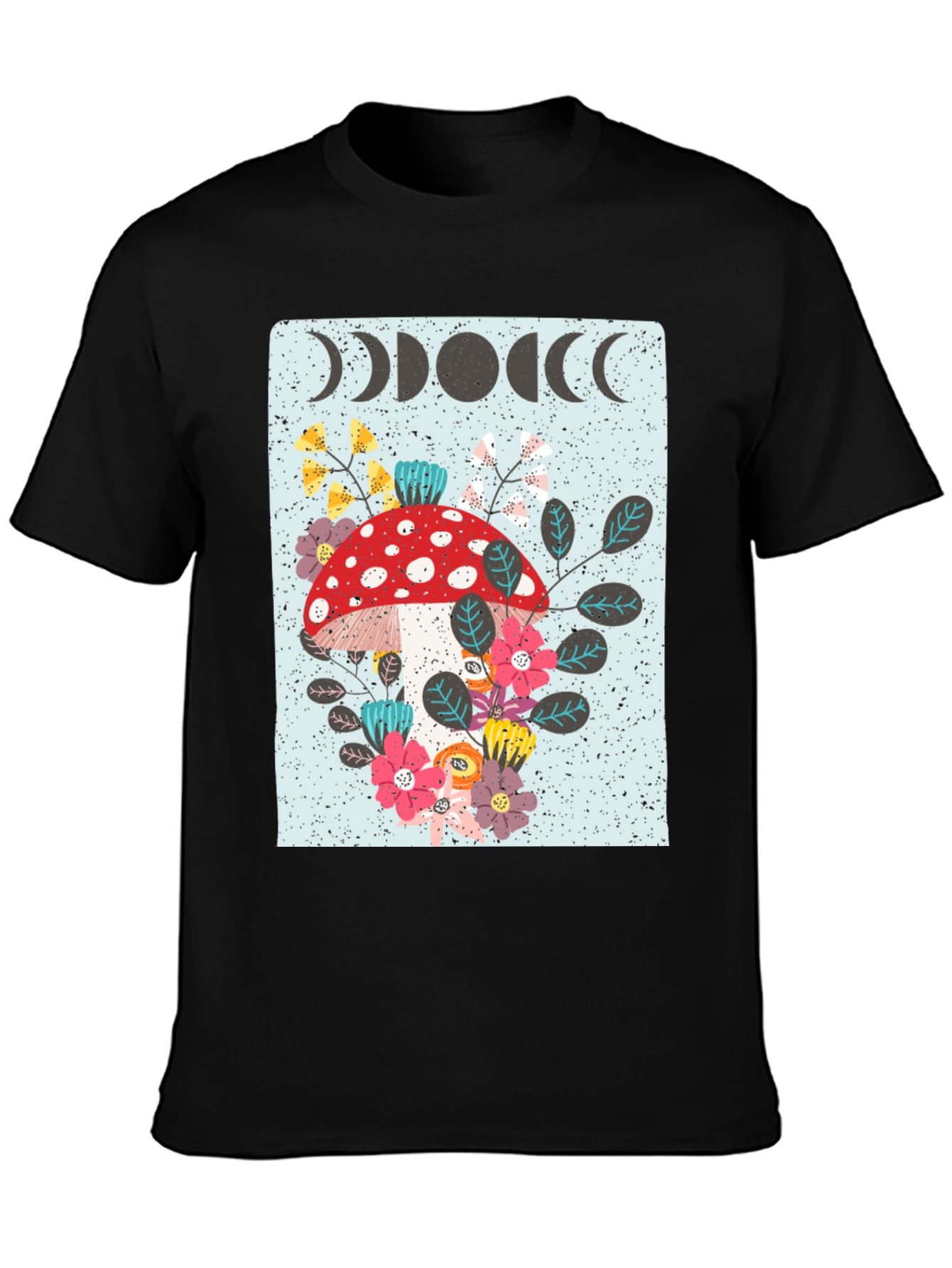 Mushroom Moon Phase Graphic Tee - Nature Lover Shirt