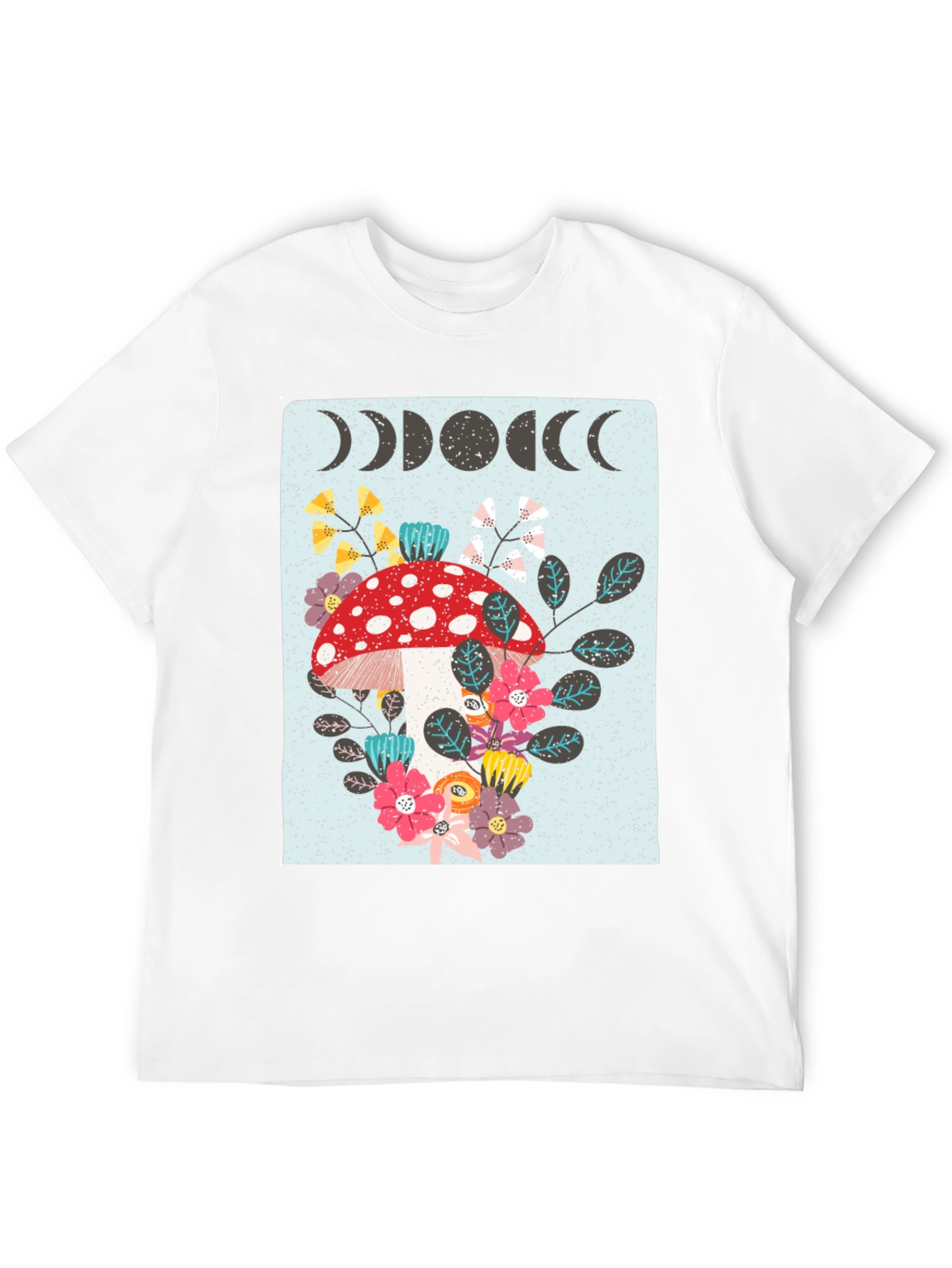 Mushroom Moon Phase Graphic Tee - Nature Lover Shirt