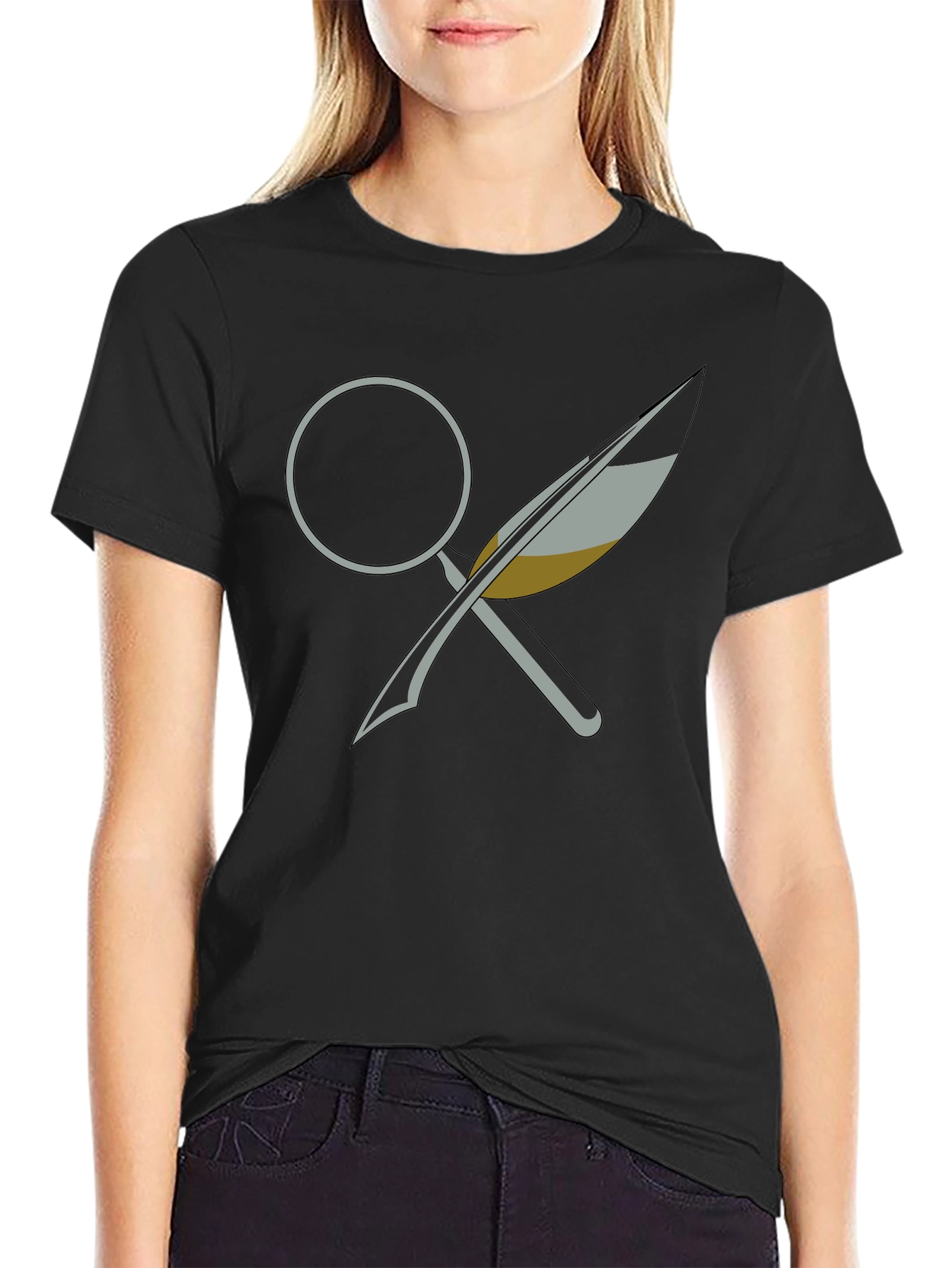 Magnifying Glass and Quill Graphic T-Shirt