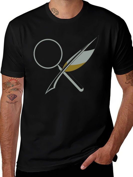 Magnifying Glass and Quill Graphic T-Shirt