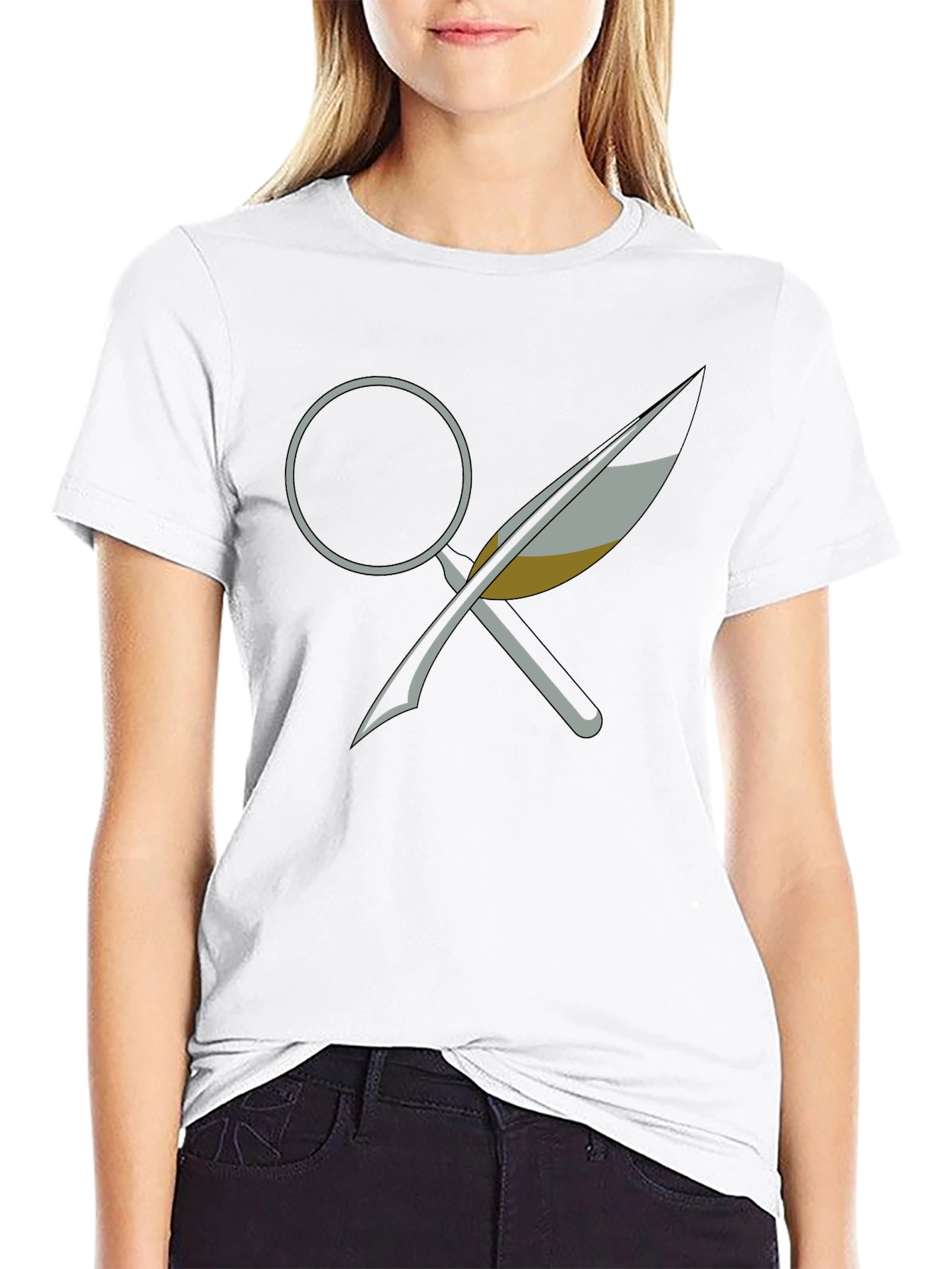 Magnifying Glass and Quill Graphic T-Shirt