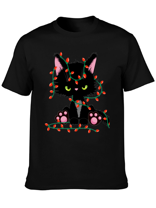 Festive Cat Christmas Lights T-Shirt