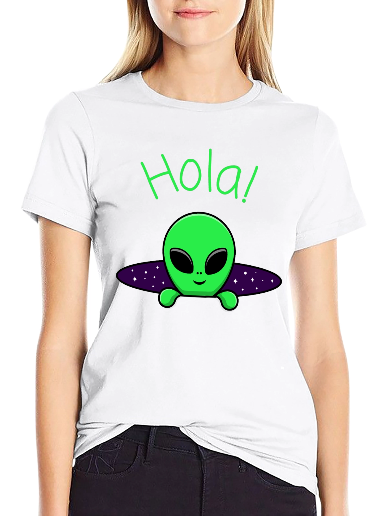 Hola Alien Graphic T-Shirt - Black