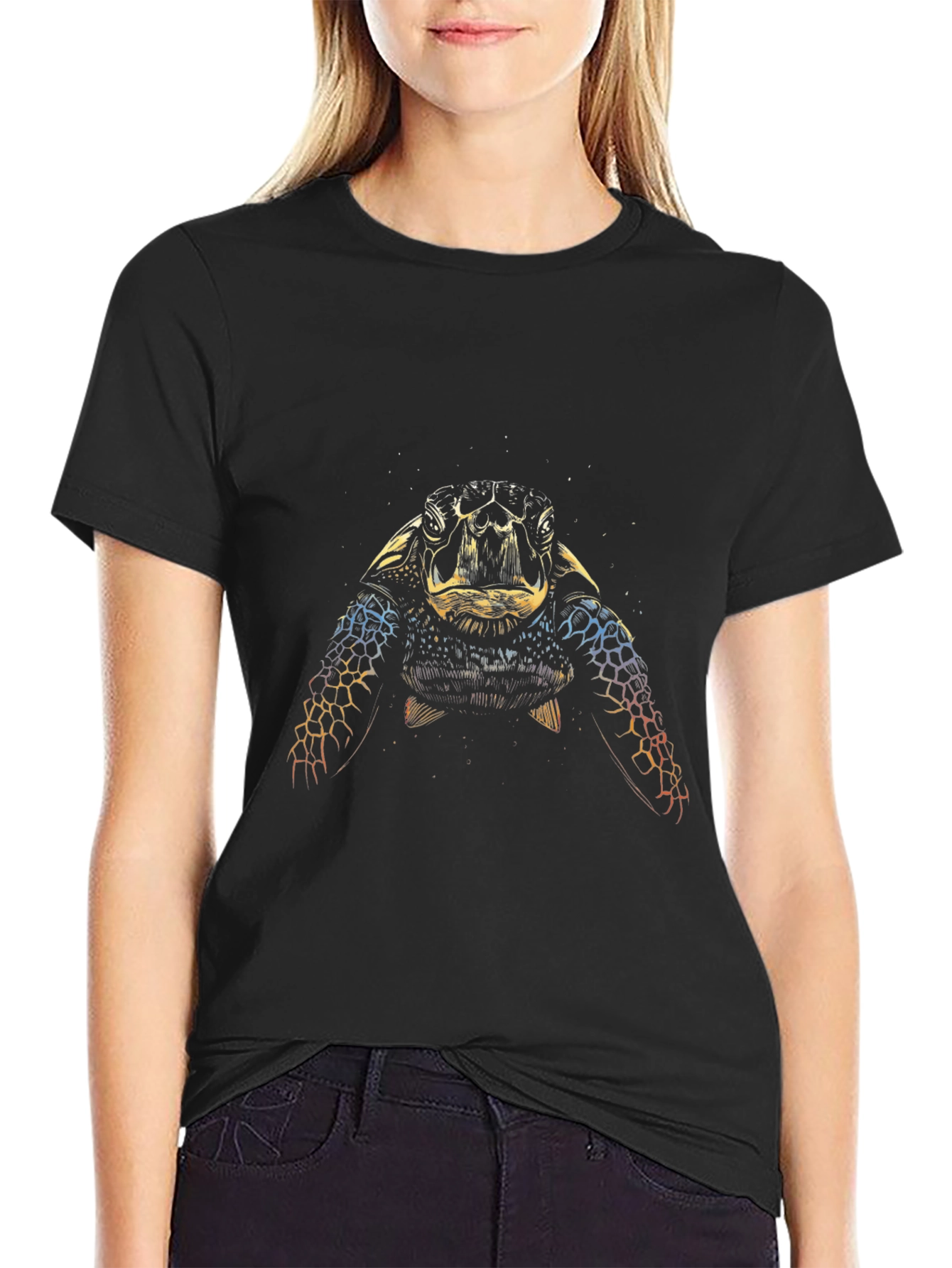 Sea Turtle Graphic Tee - Black Cotton Comfort