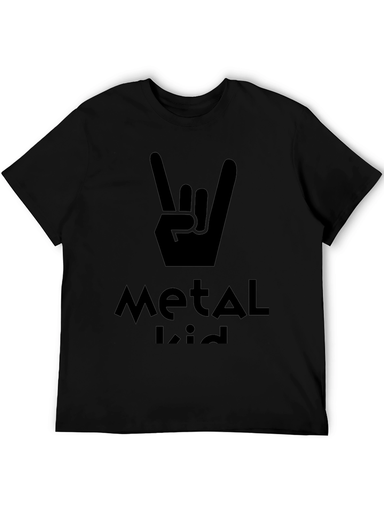Metal Kid Black T-Shirt Rock On Hand