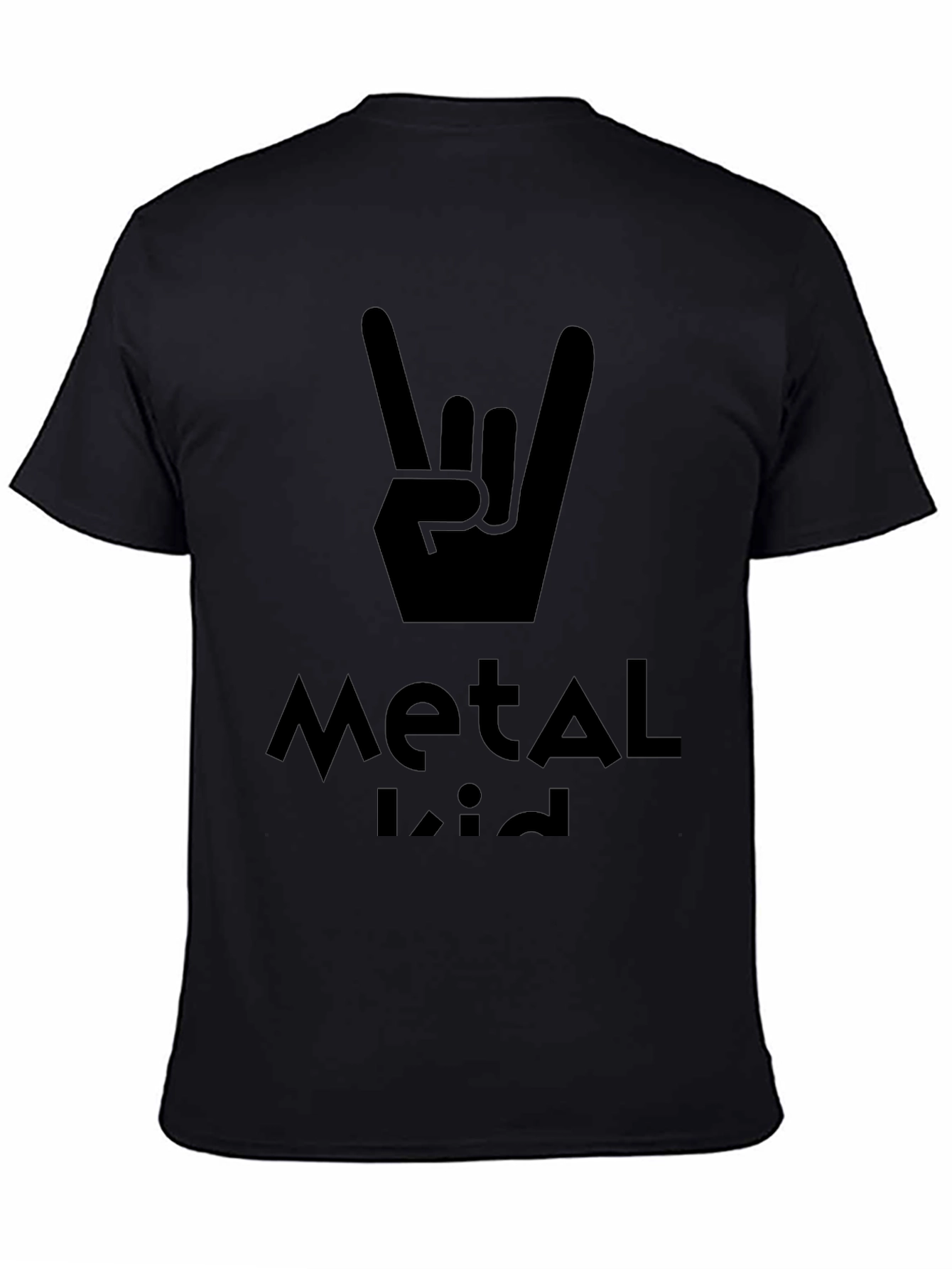 Metal Kid Black T-Shirt Rock On Hand