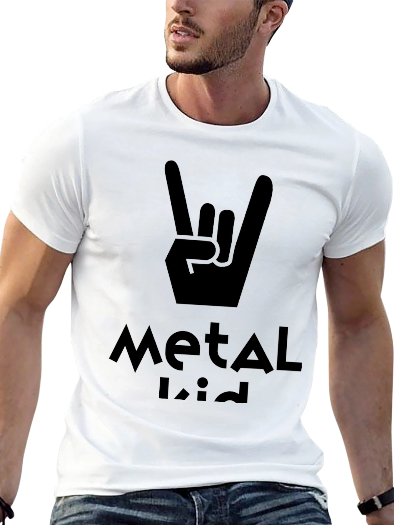 Metal Kid Black T-Shirt Rock On Hand