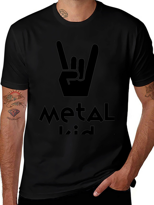 Metal Kid Black T-Shirt Rock On Hand