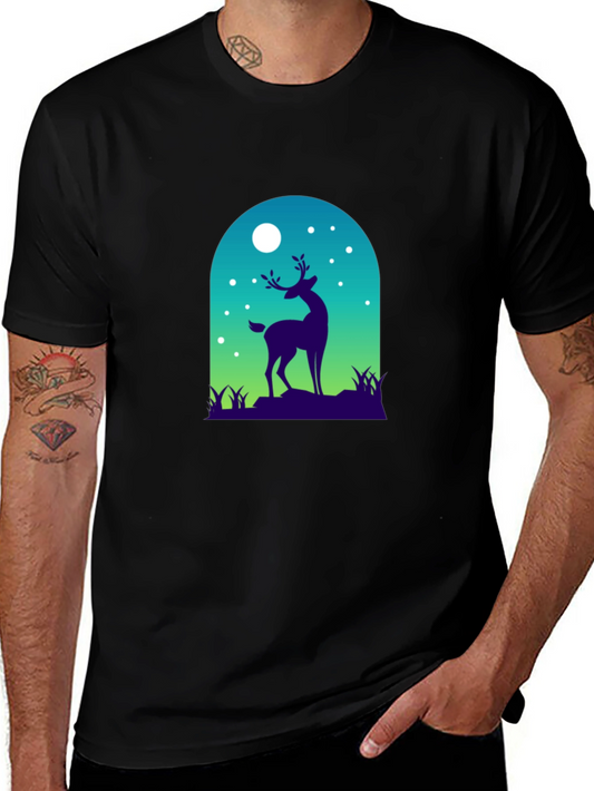 Deer Silhouette Graphic Tee - Nature Inspired Design