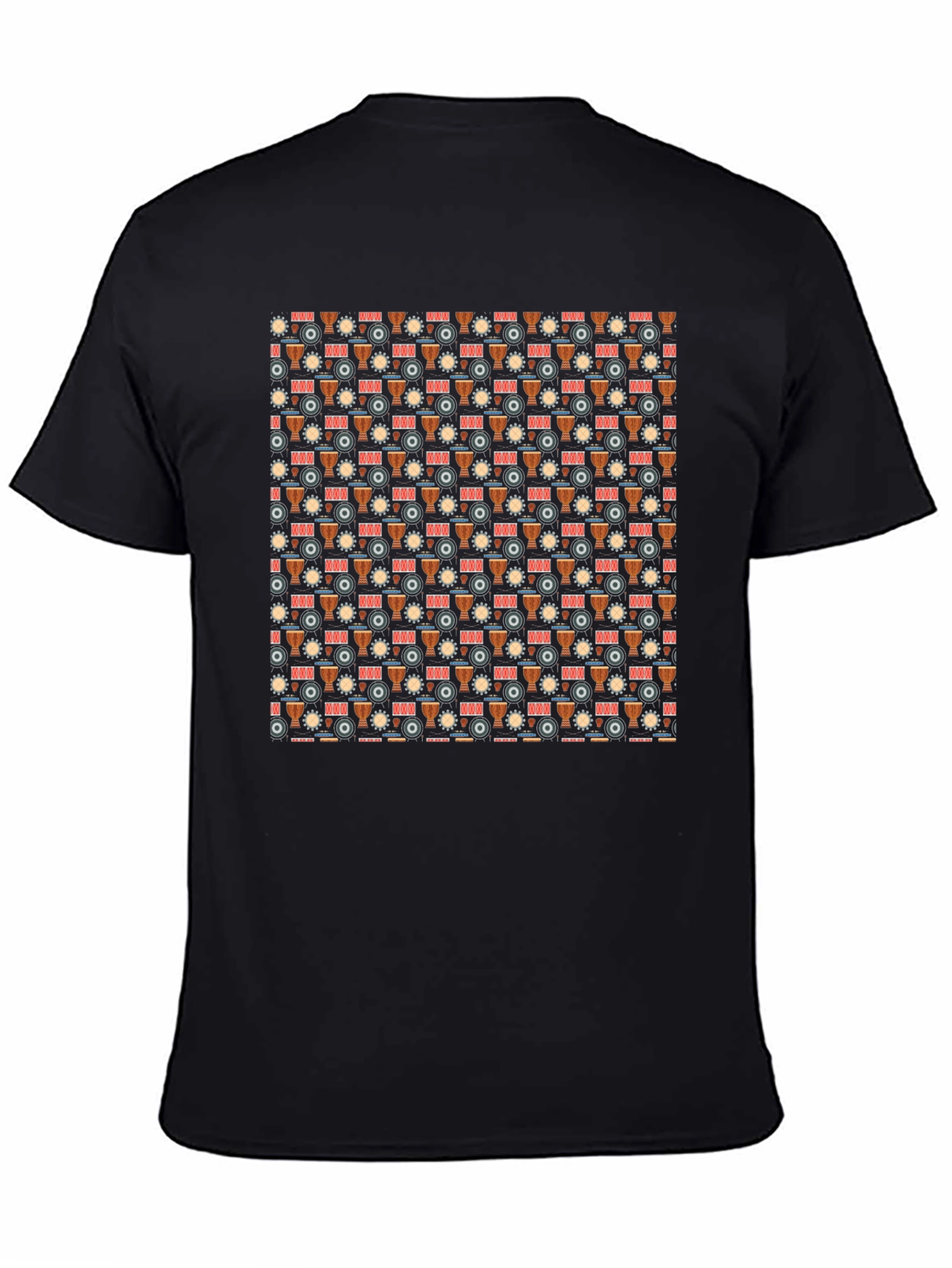 Drum Pattern Black T-Shirt