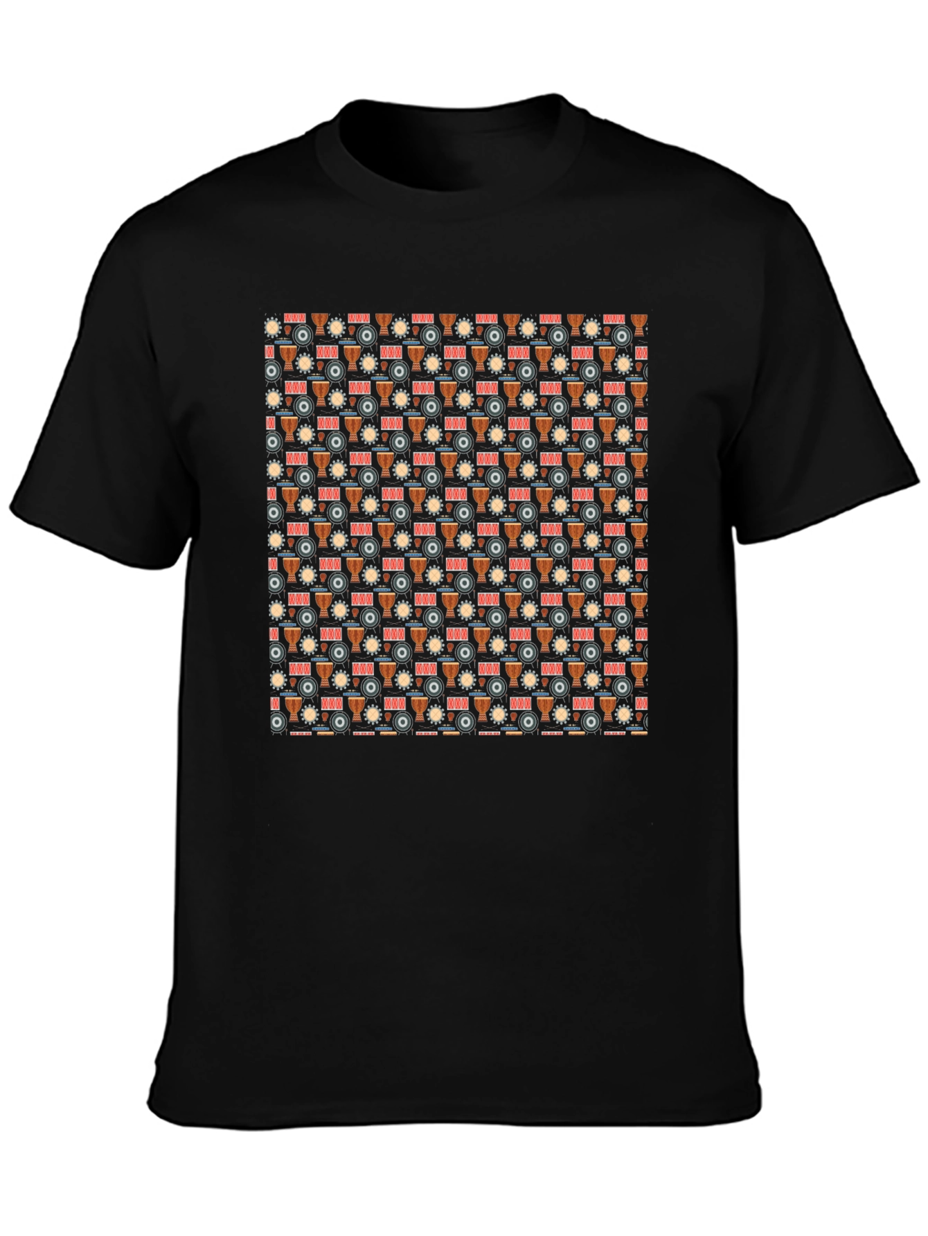 Drum Pattern Black T-Shirt
