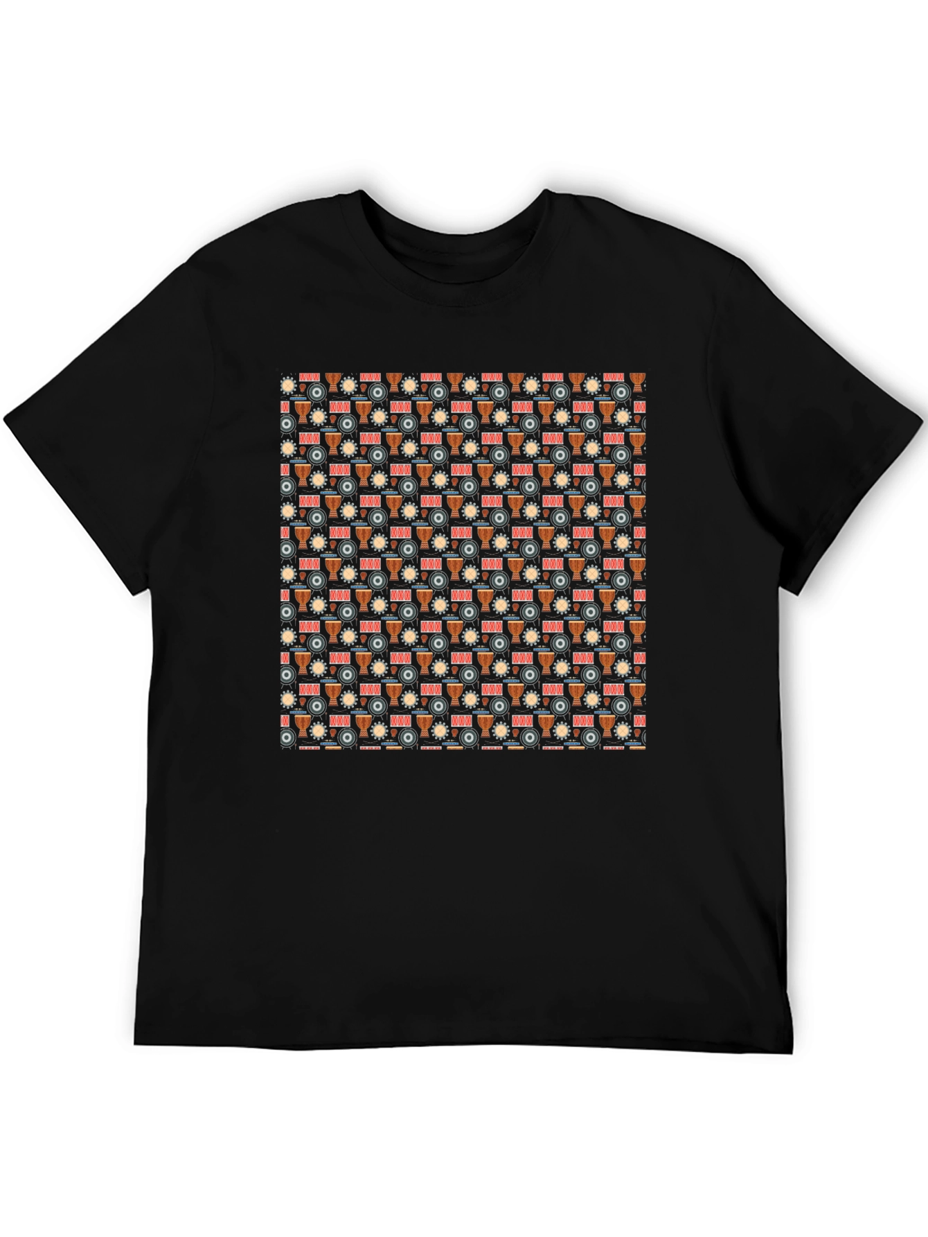 Drum Pattern Black T-Shirt