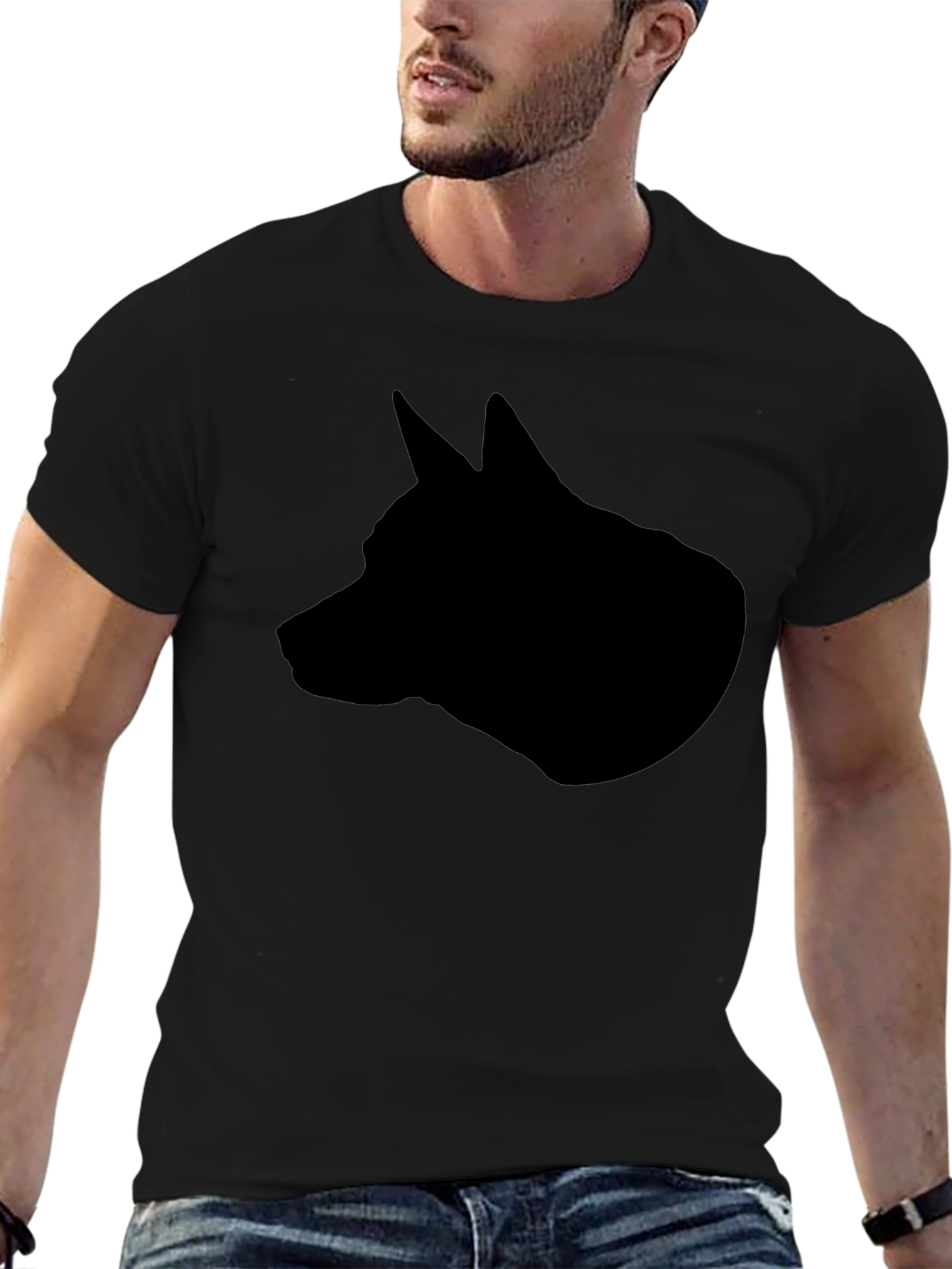 Black Dog Silhouette Graphic Tee - Modern Casual Style