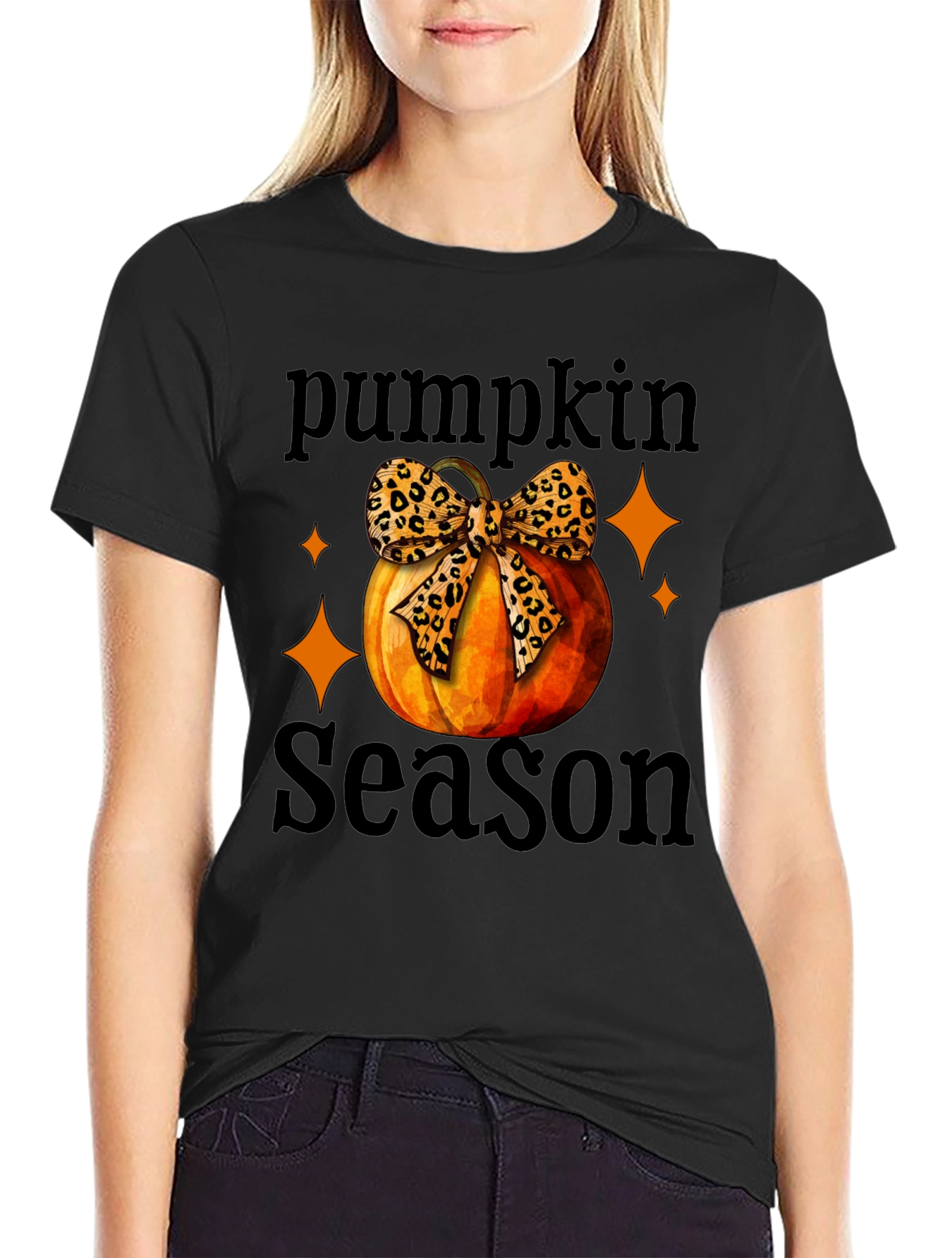 Pumpkin Season Leopard Bow T-Shirt