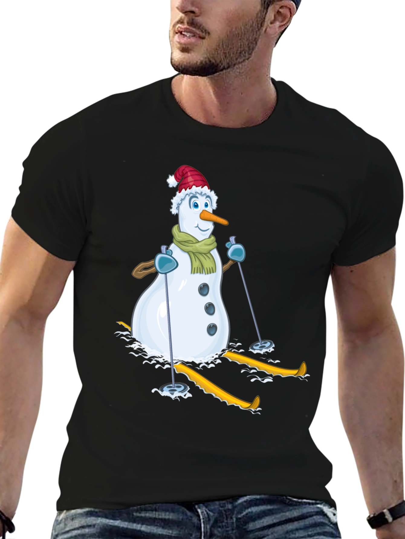 Snowman Skiing Holiday T-Shirt