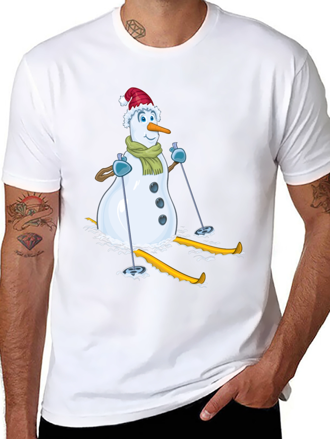 Snowman Skiing Holiday T-Shirt