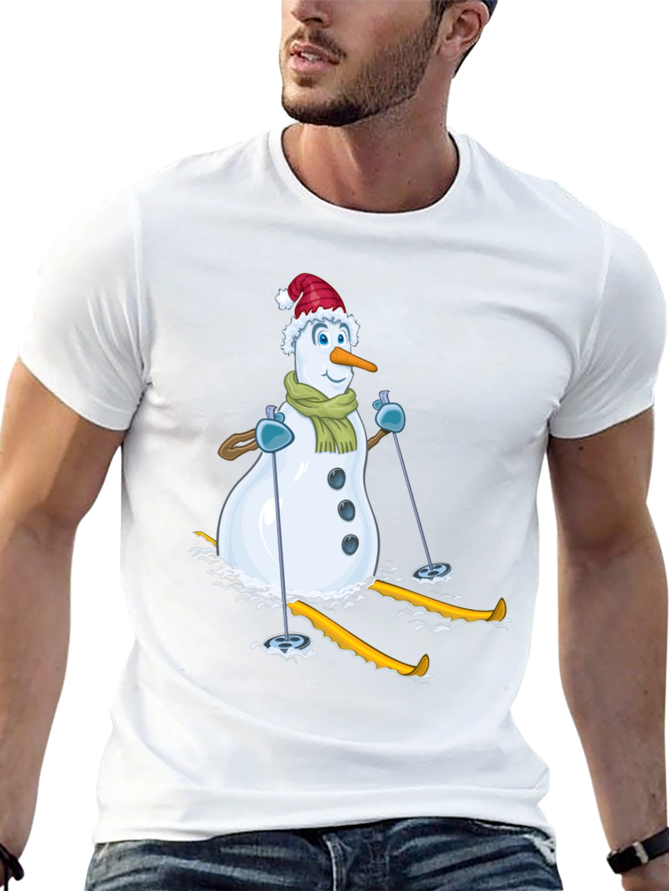 Snowman Skiing Holiday T-Shirt