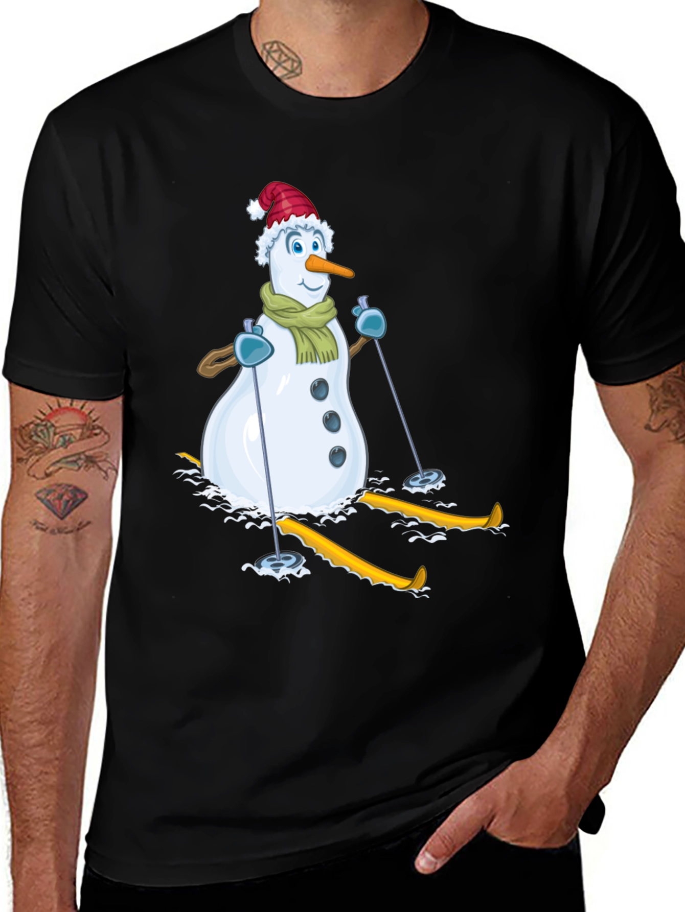 Snowman Skiing Holiday T-Shirt